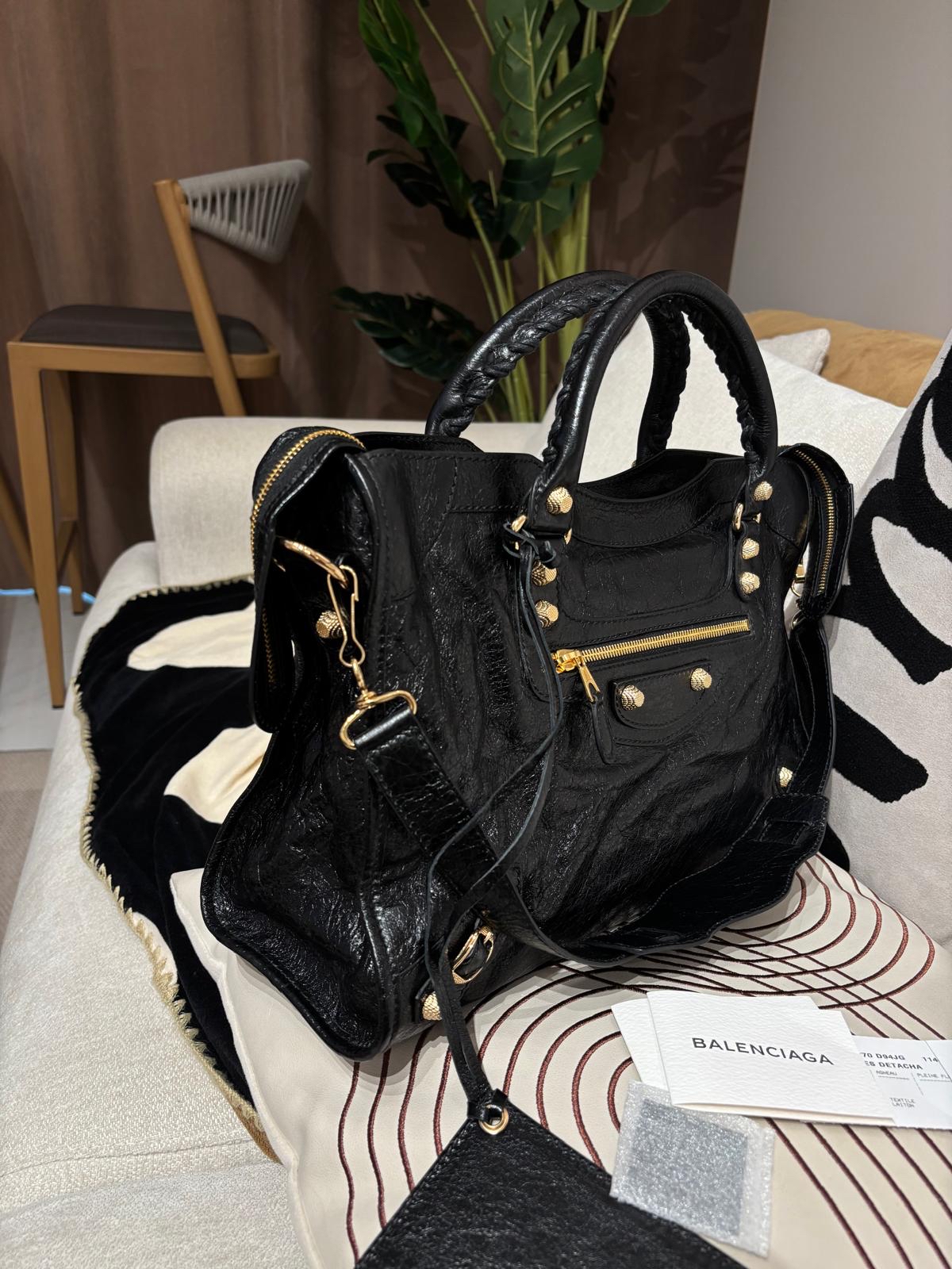 Balenciaga City Medium 黑色金扣 100%Authentic, 95%New ✅Mirror ✅Dust bag