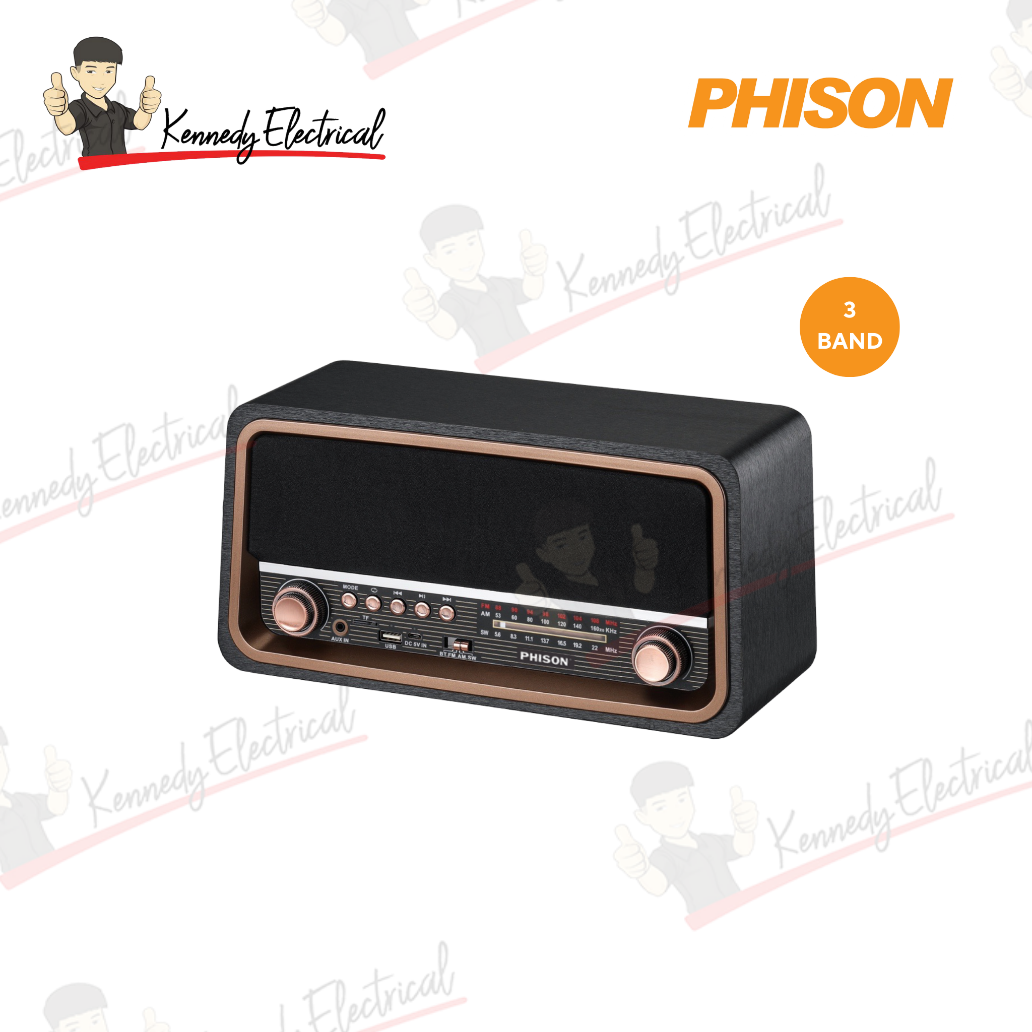 Phison 3 Band Portable Radio With Bluetooth PPR-86