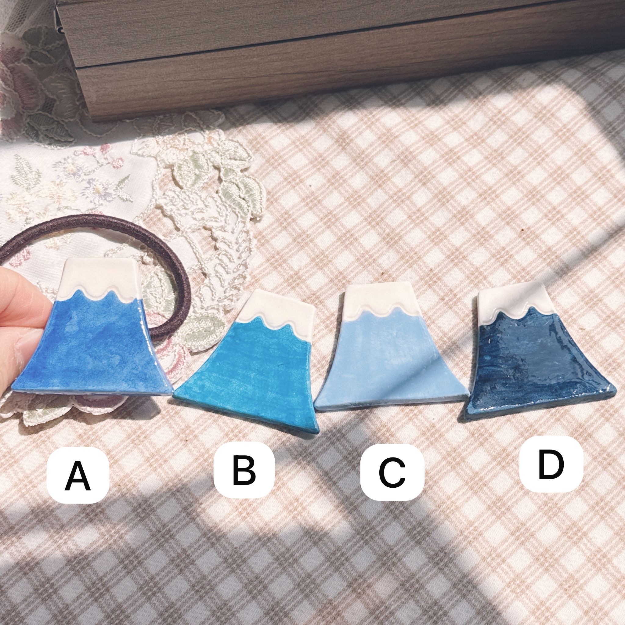 手繪海富士山🗻髮圈 可改髮插