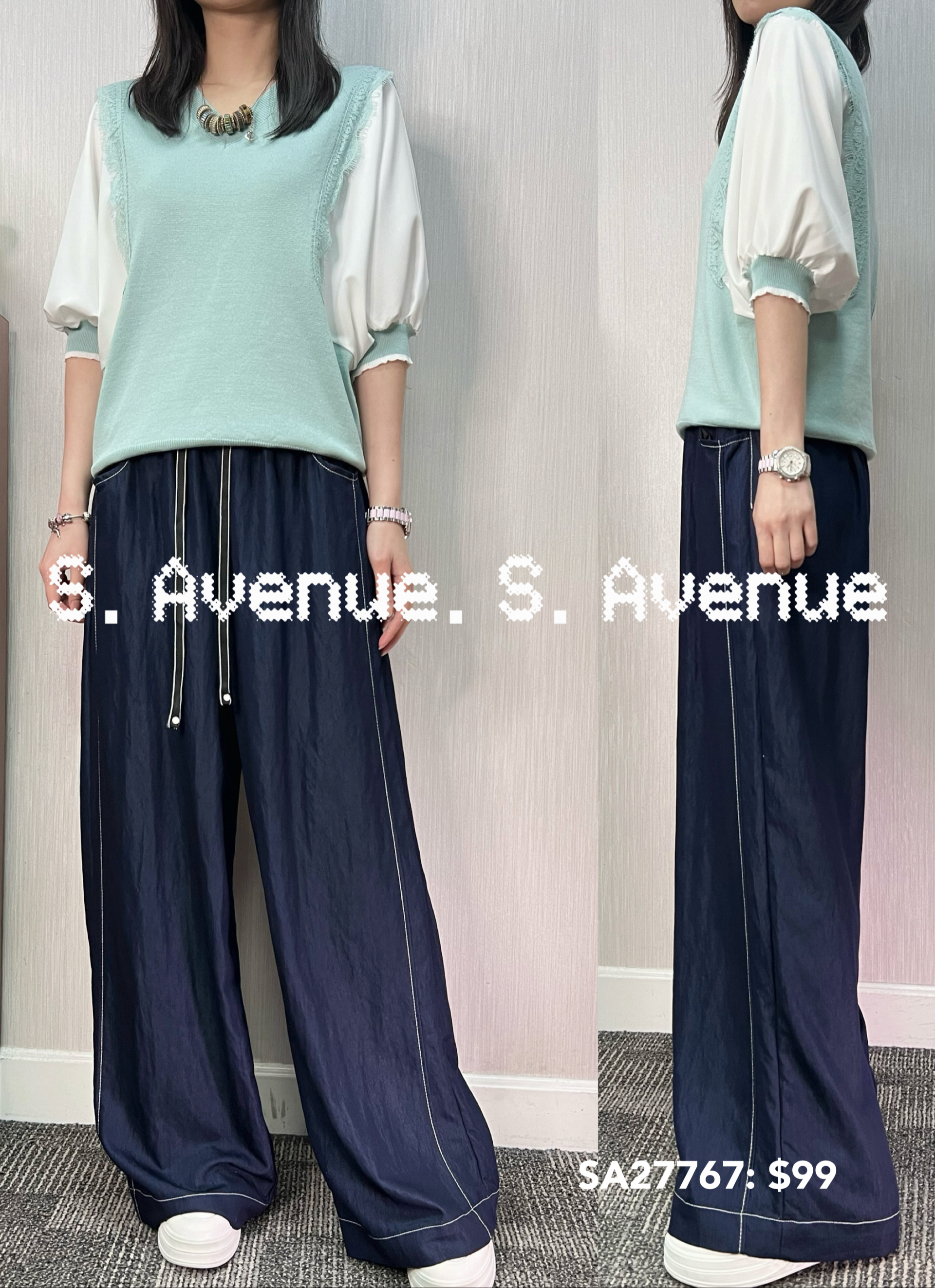 SA27767: 蝙蝠袖V領線top