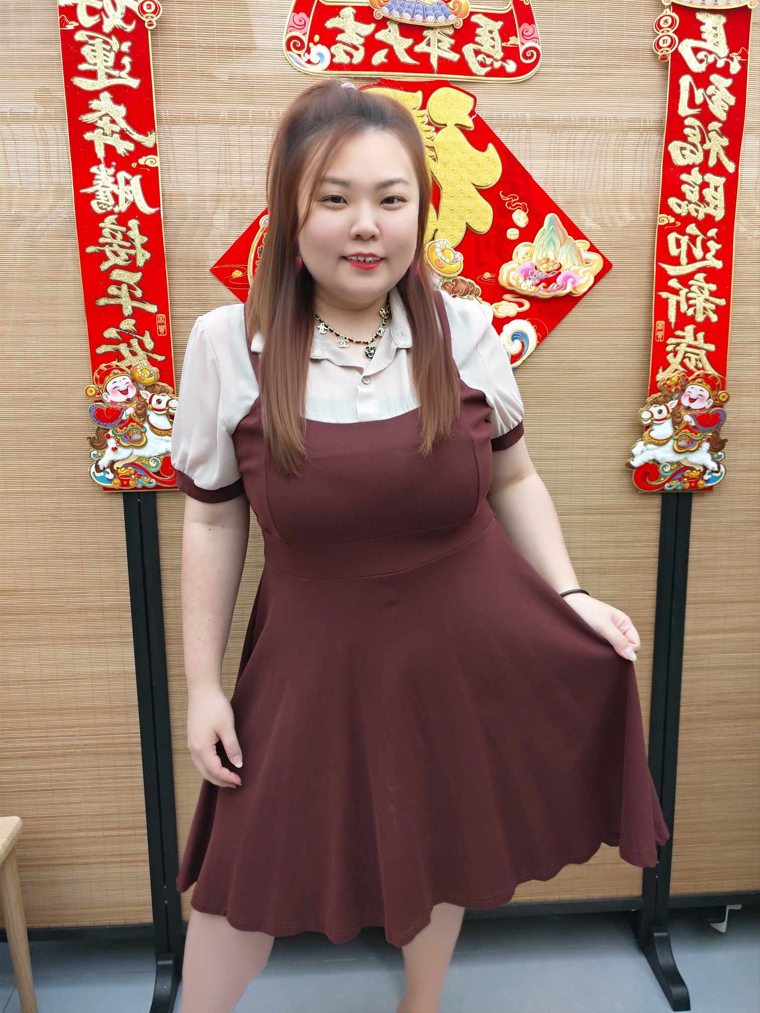 DDG01 TW#8721 假两件淑女设计连衣裙