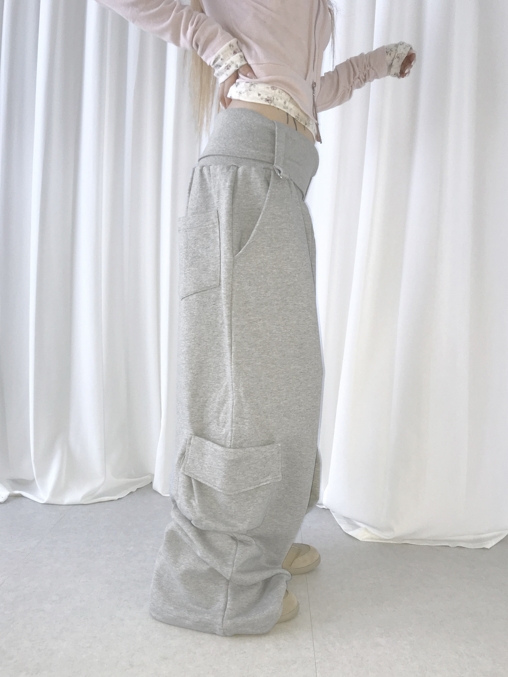 Foldover Wide-Leg Cargo Pants
