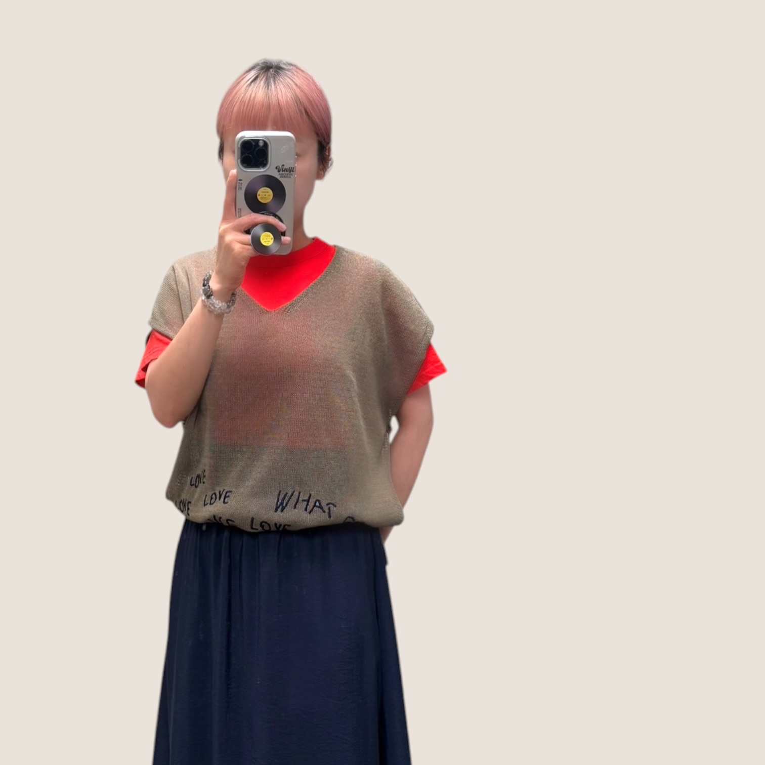 221447 V領哈哈笑線背心