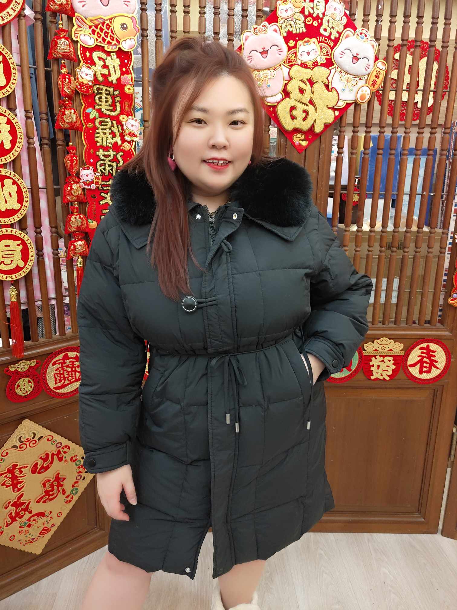 NBA04 JL04 可拆颈肩毛大钮设计长版羽绒服（胸围 125CM以内）