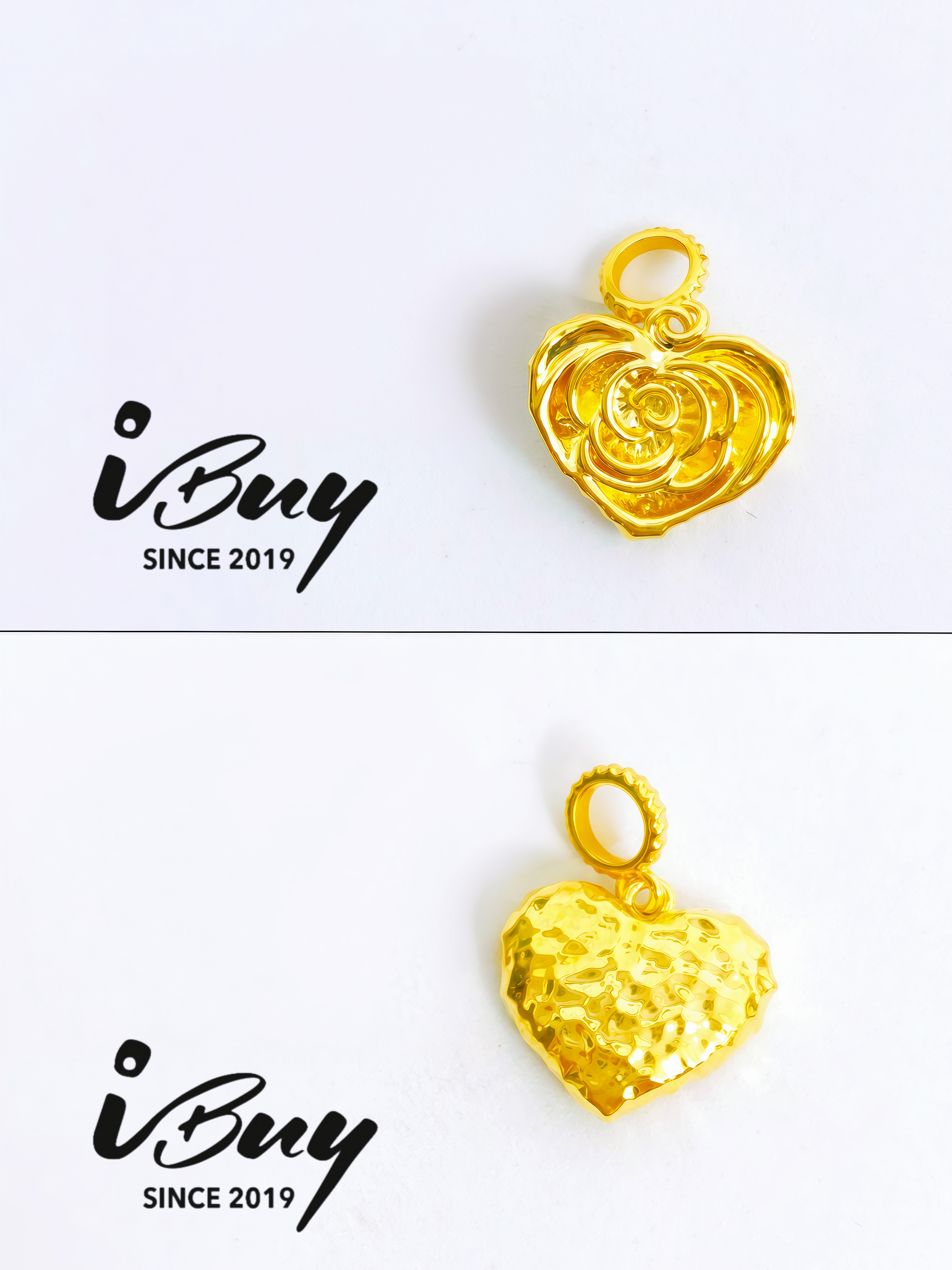 916 GOLD HAMMERED HEART ROSE BEAD 916 金 垂纹爱心玫瑰串咀