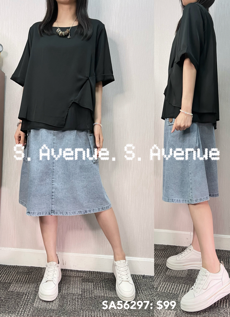 SA56297: 短袖打結雪紡top