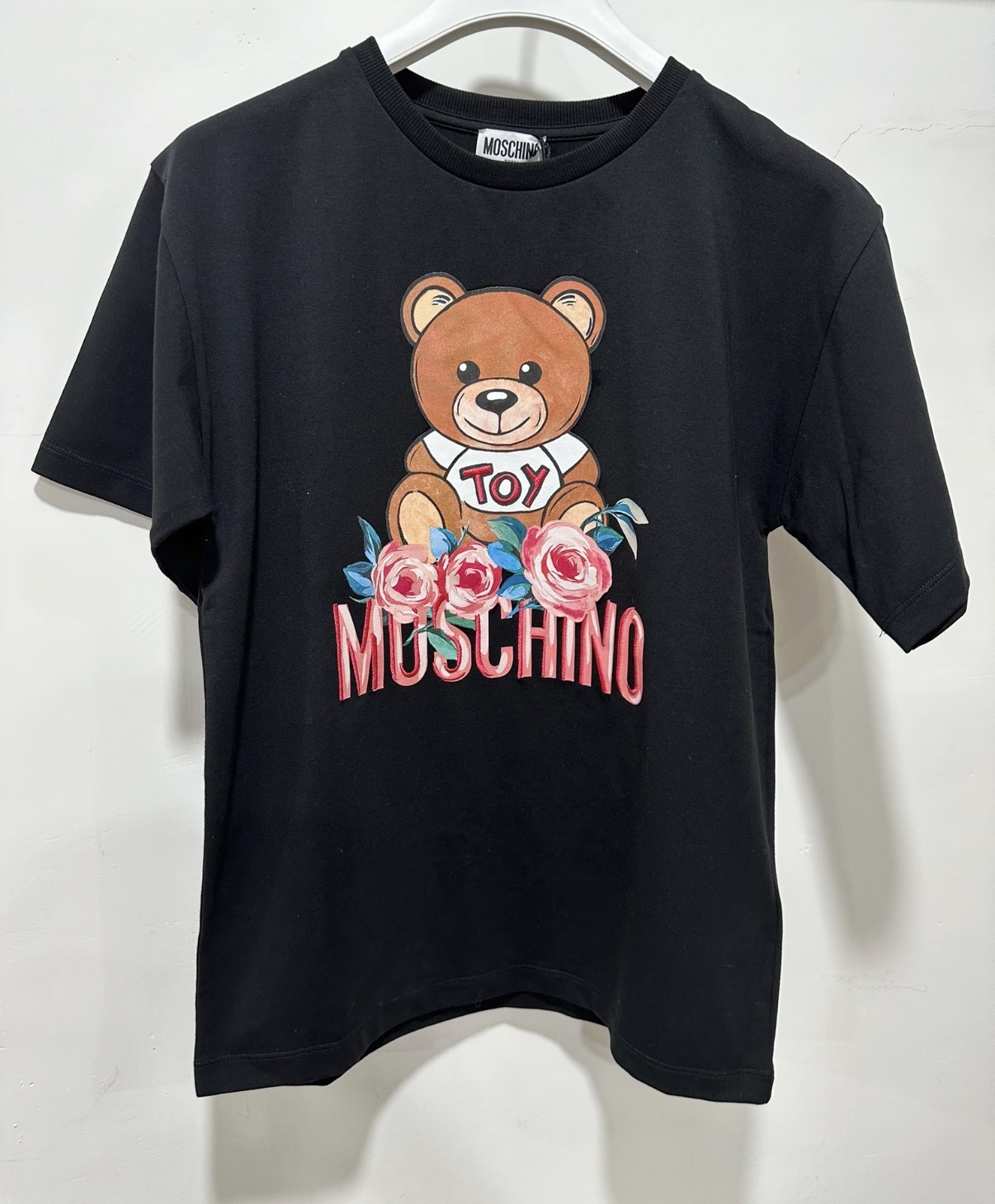 Moschino 熊仔玫瑰花黑色Tee（童裝12碼）