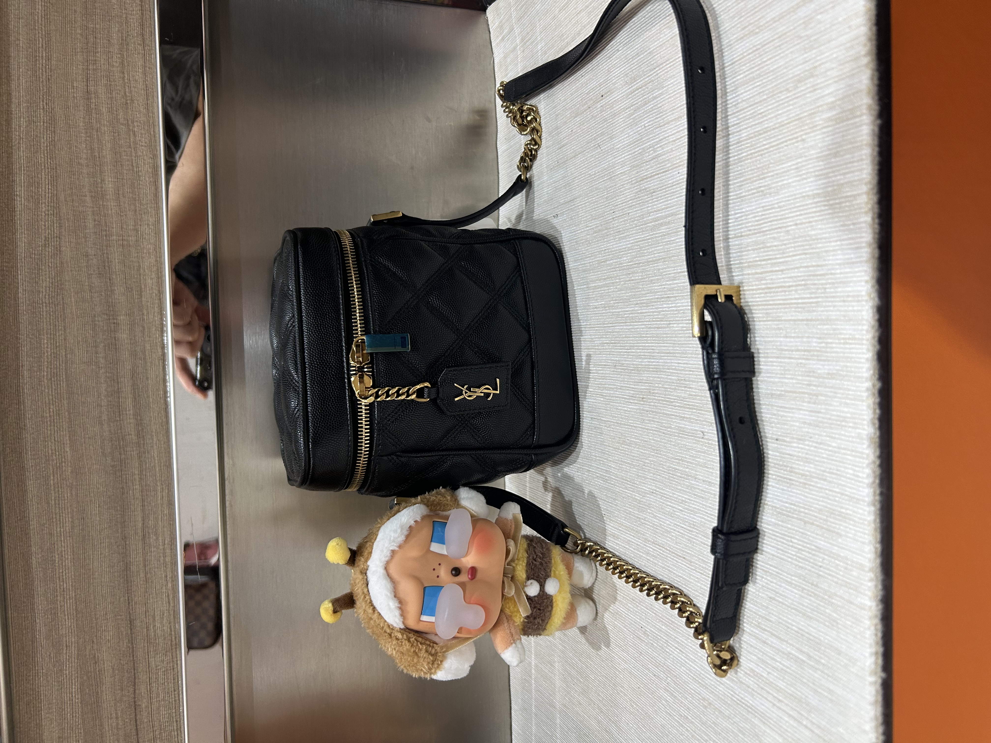 Ysl 80'S VANITY BAG IN CARRÉ-QUILTED GRAIN DE POUDRE EMBOSSED LEATHER 100%Authentic, 98%new ✅Dust bag