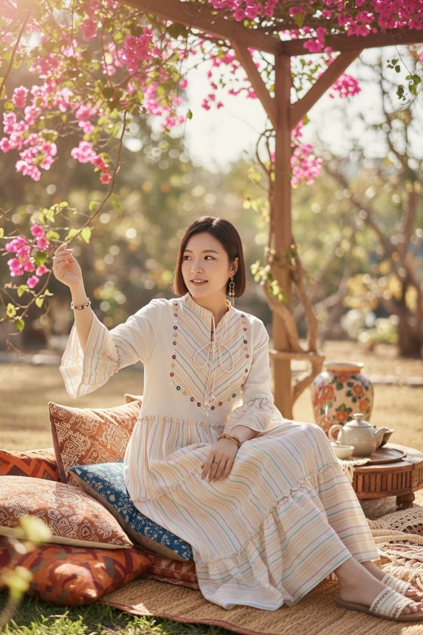 2024 Macaron Candy Bell-Shaped Sleeve Cotton OP