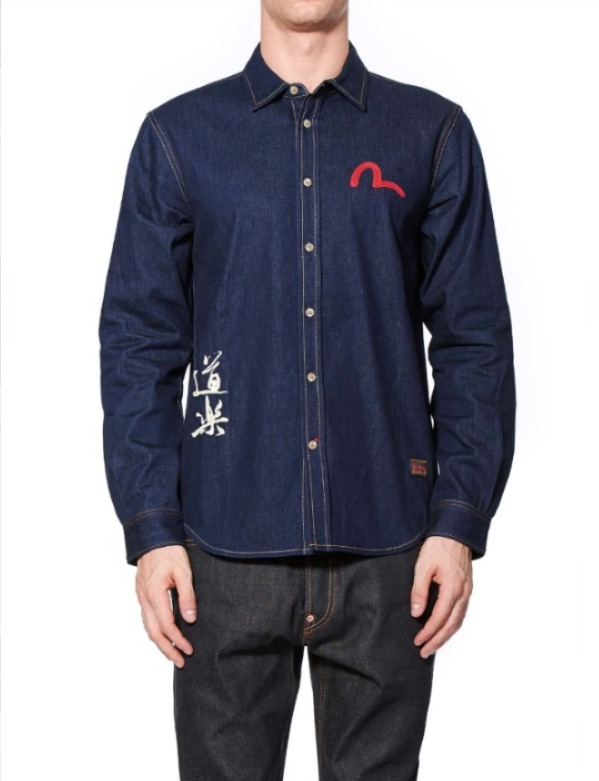 預訂 EVISU 福神釣魚翁刺繡牛仔襯衫 #96966