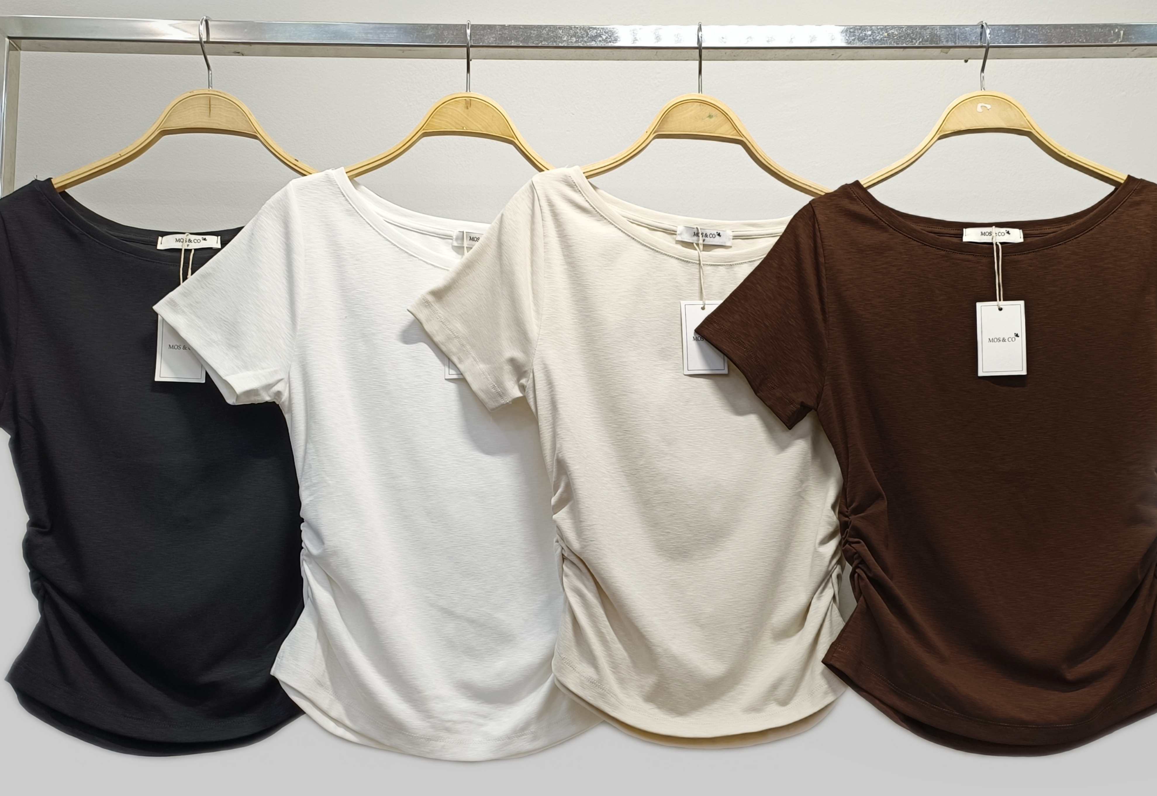 2604 Round Neck Details Shoulder Tee