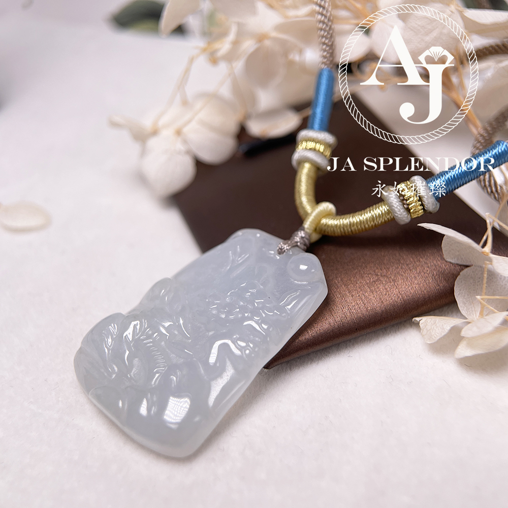 JN-916 天然翡翠A玉 老料膠潤旺丁旺財山水牌吊墜