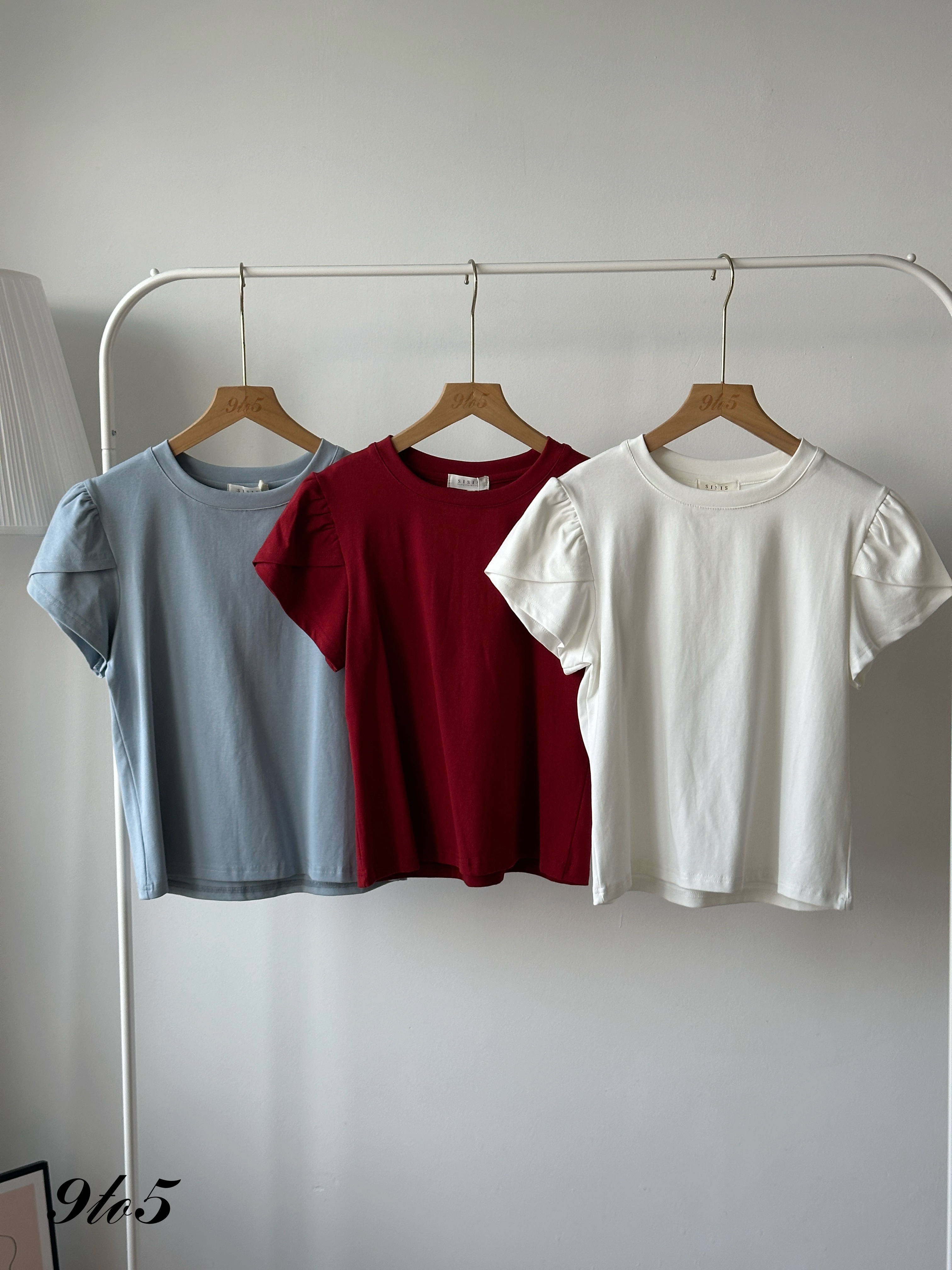T4340 Puff Sleeve Plain Top - 5 Colors 