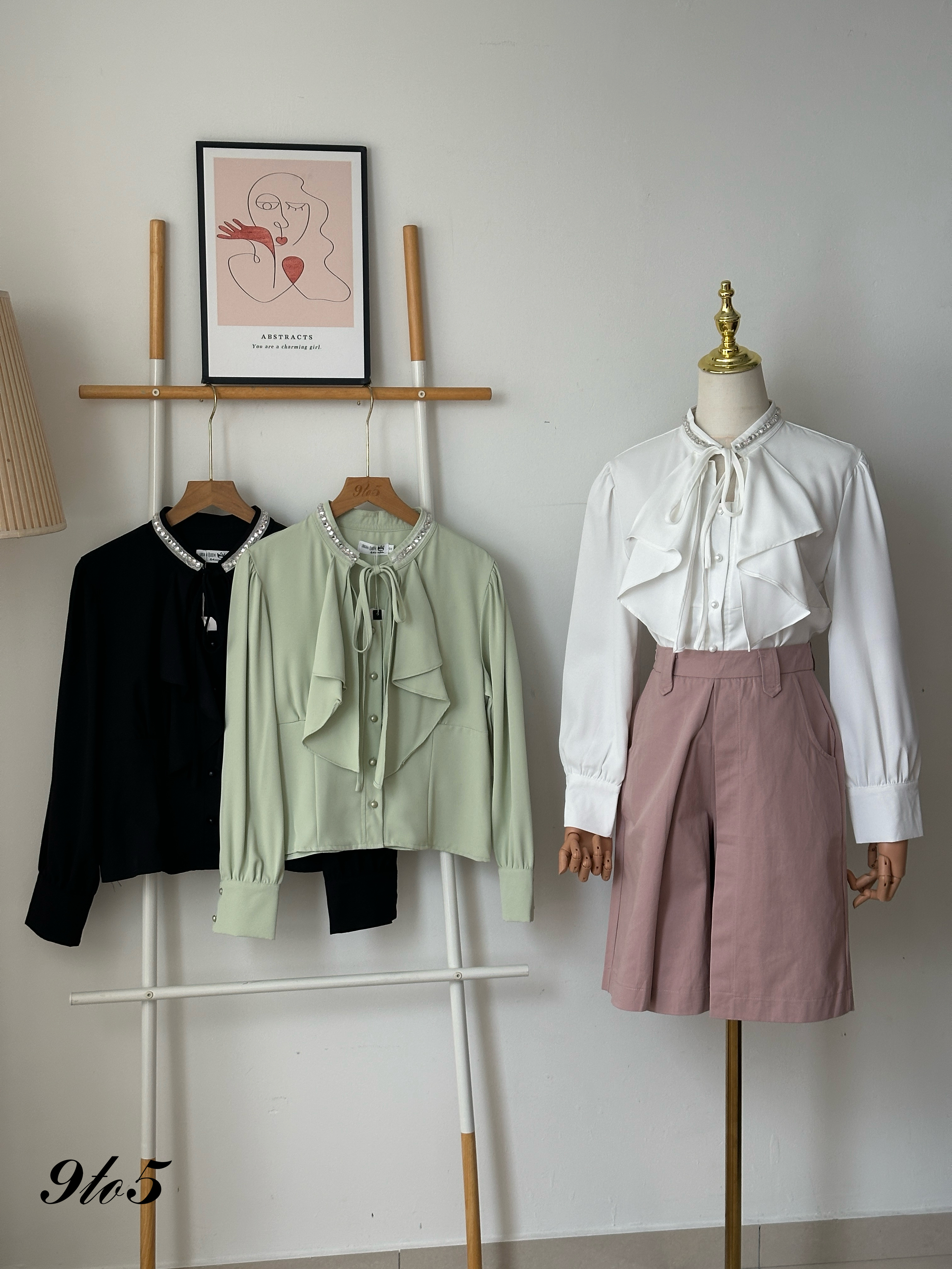 T3971 Bow-tie Ruffle Shirt - 3 Colors