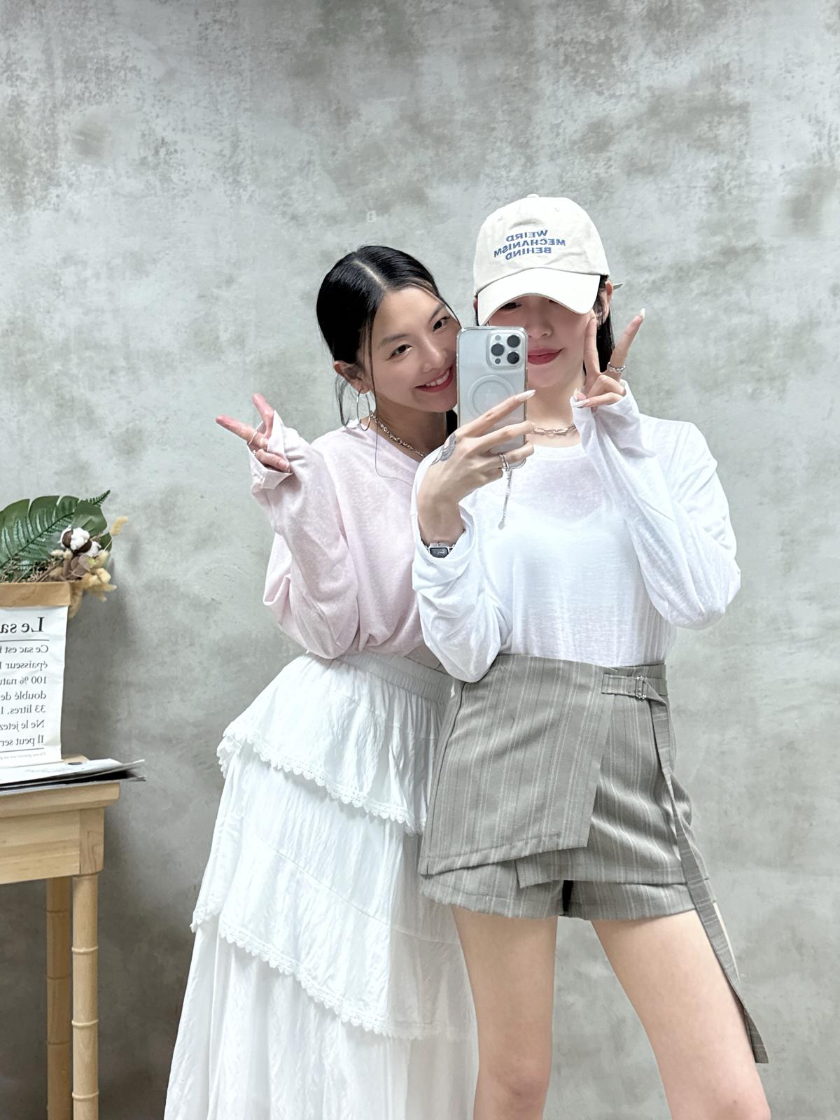 E05 不規則條子裙褲