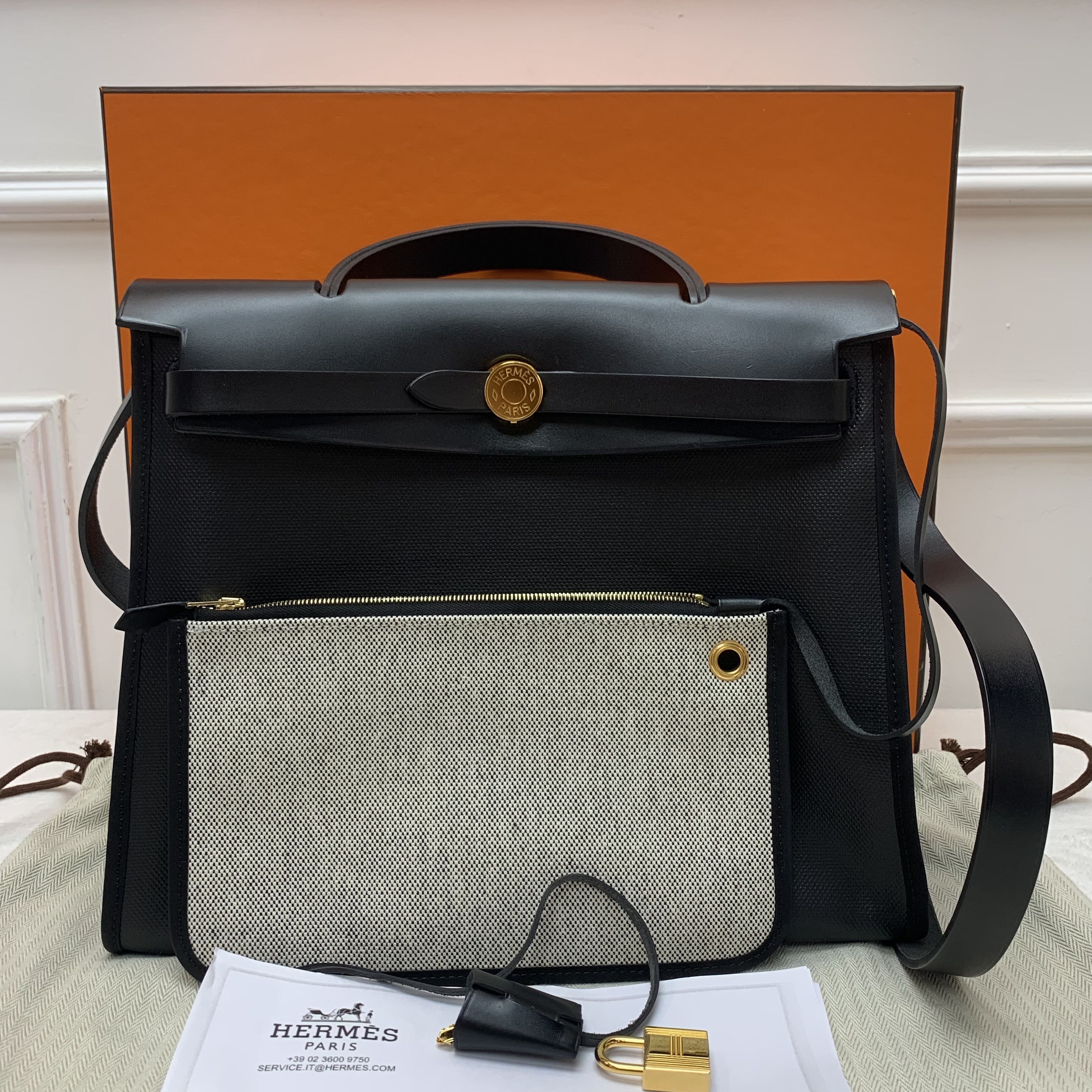 Hermes Herbag31 黑色拼防水布🖤🔍