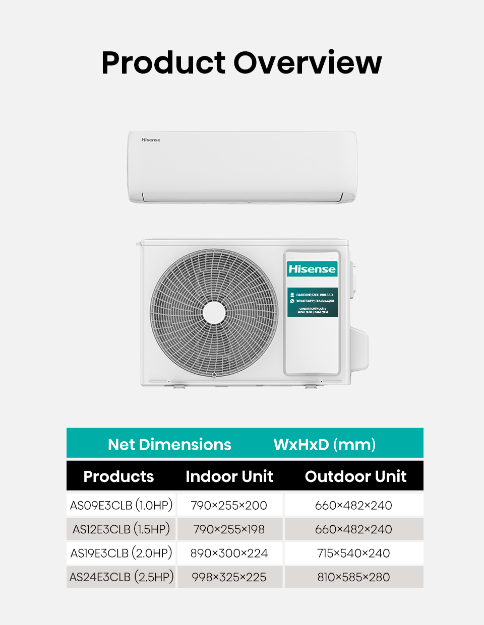 Hisense 1.0HP R32 Inverter CLB Series Wall Air Conditioner (AS09E3CLB)