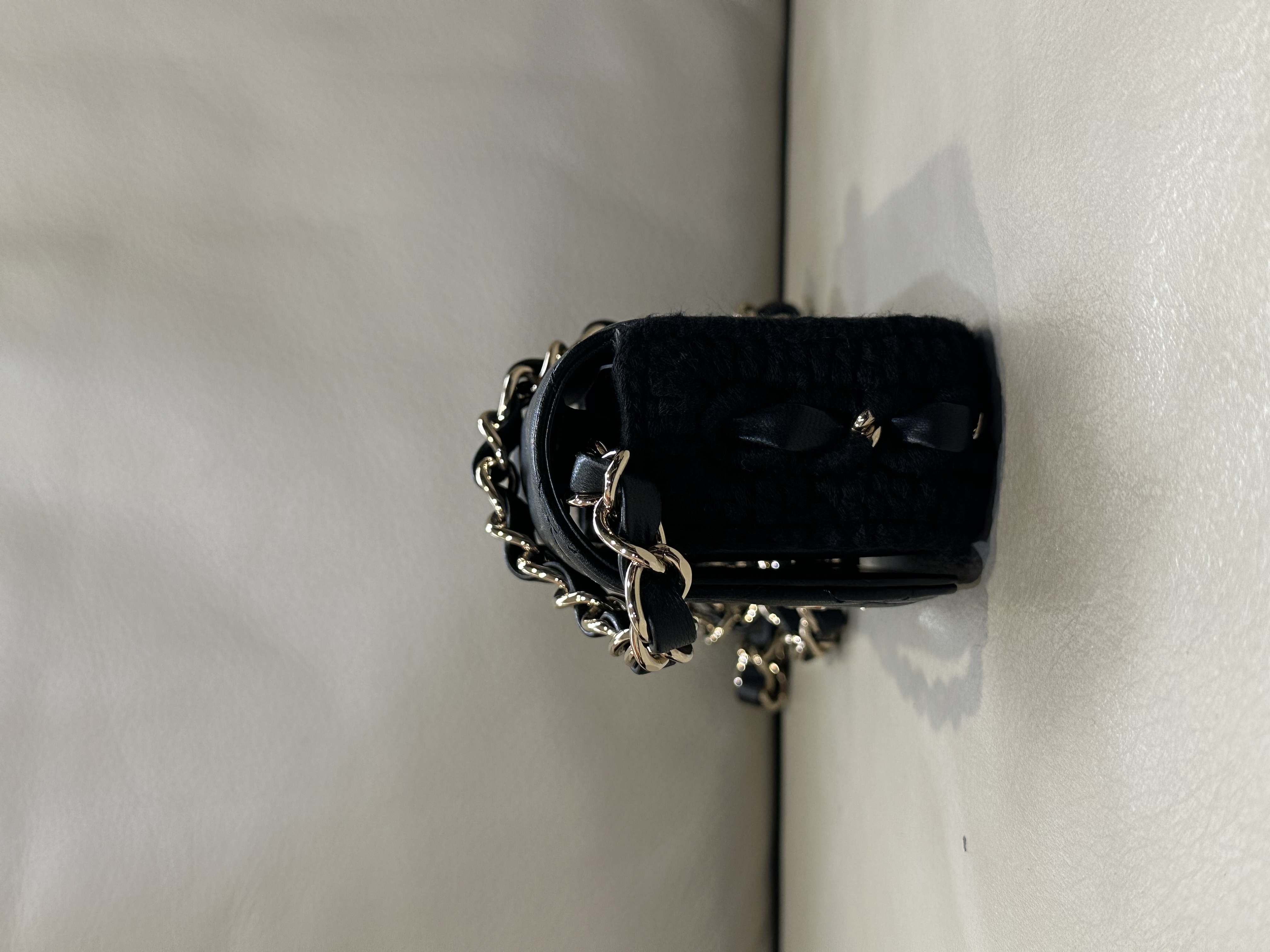 Pre-owned Chanel CC Quilted Crochet Flap Mini Black Lambskin Gold / Product Code: 26040507