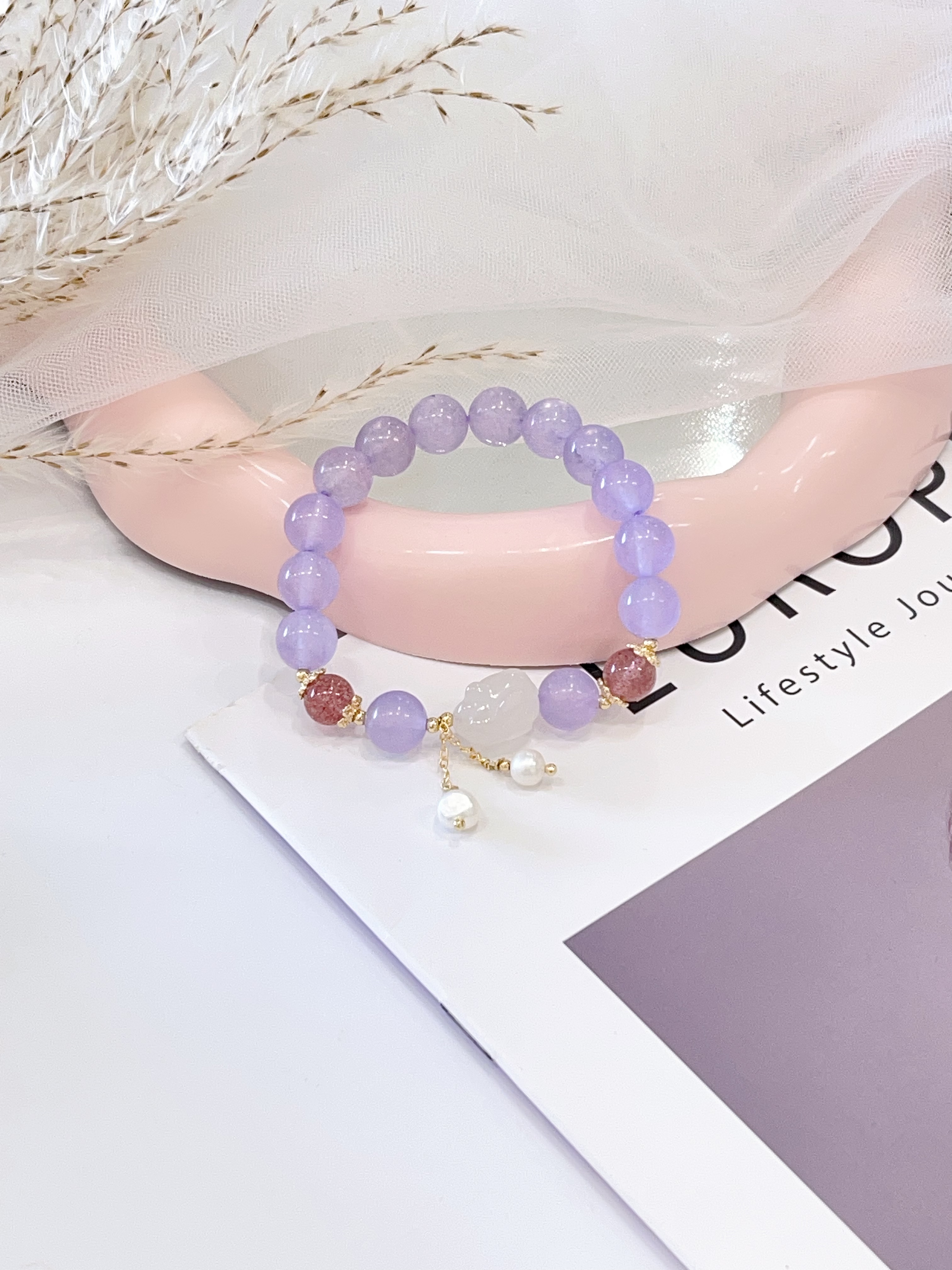 💜 薰衣草紫水晶 × 草莓晶手串 Lavender Amethyst & Strawberry Quartz