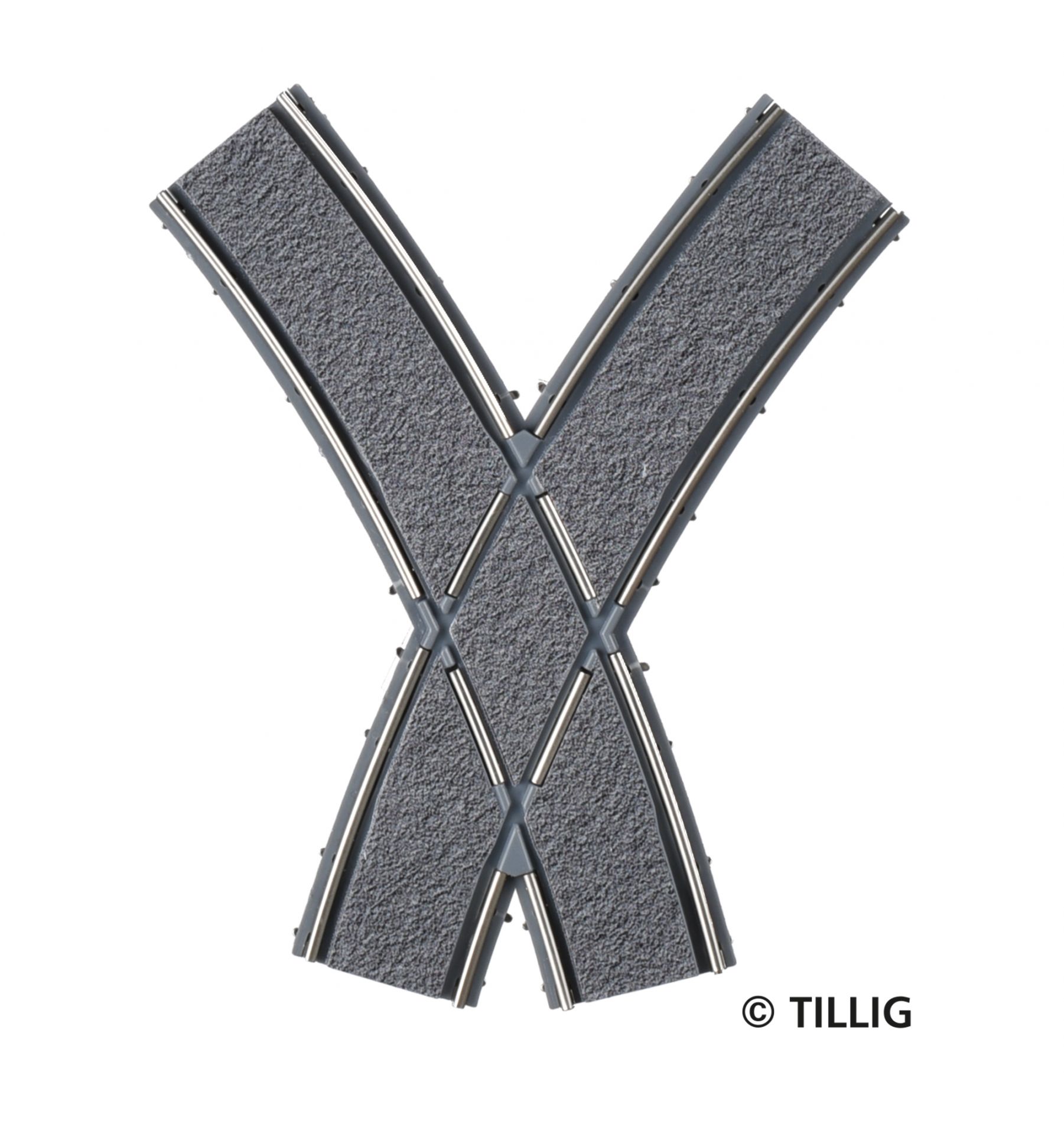 Tillig LUNA HO 彎道交叉 1:87 Curved crossing bitumen/concrete 馬路路軌•城市輕軌•電車路軌