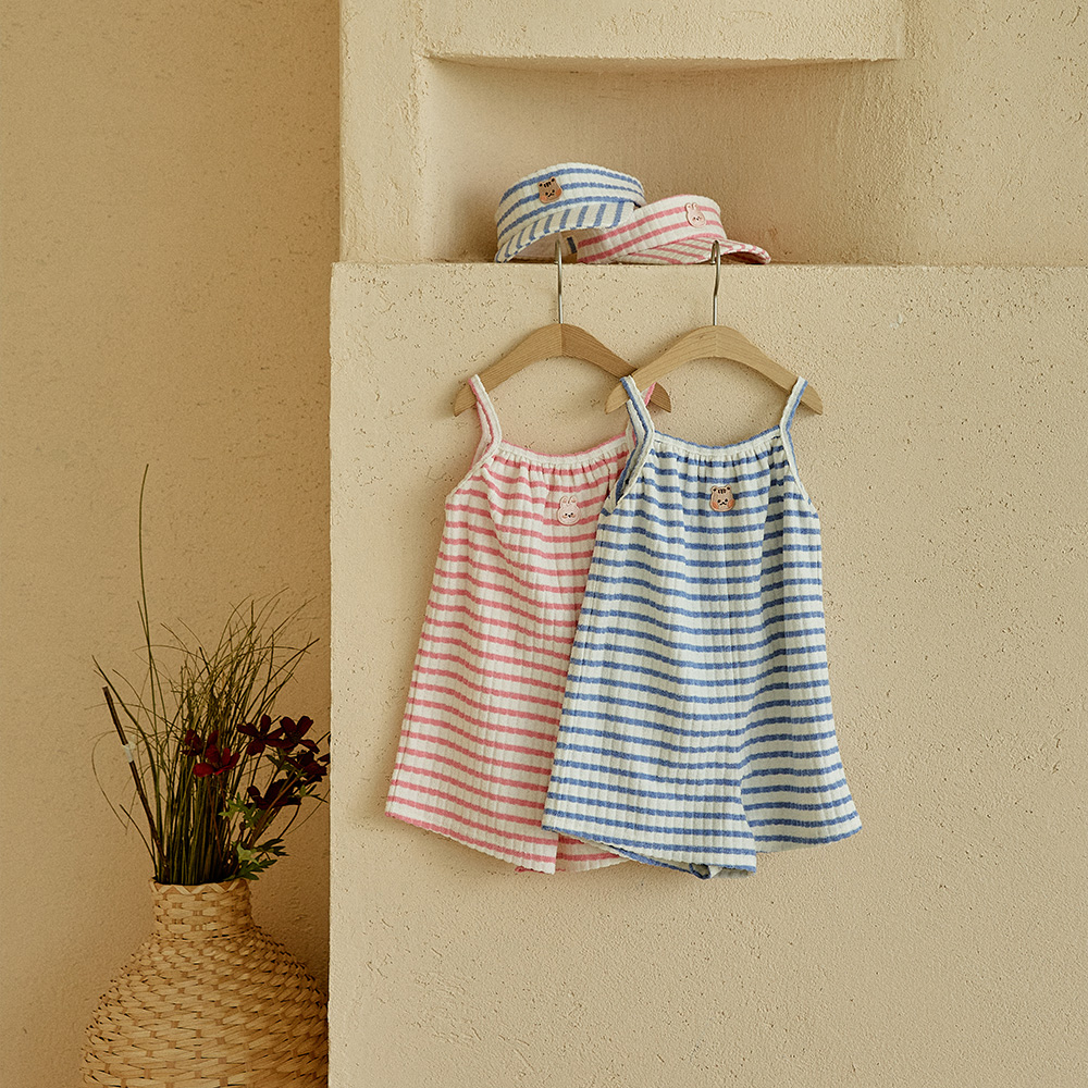 DOTTODOT 夏日海邊系列-毛圈布連身吊帶褲 120