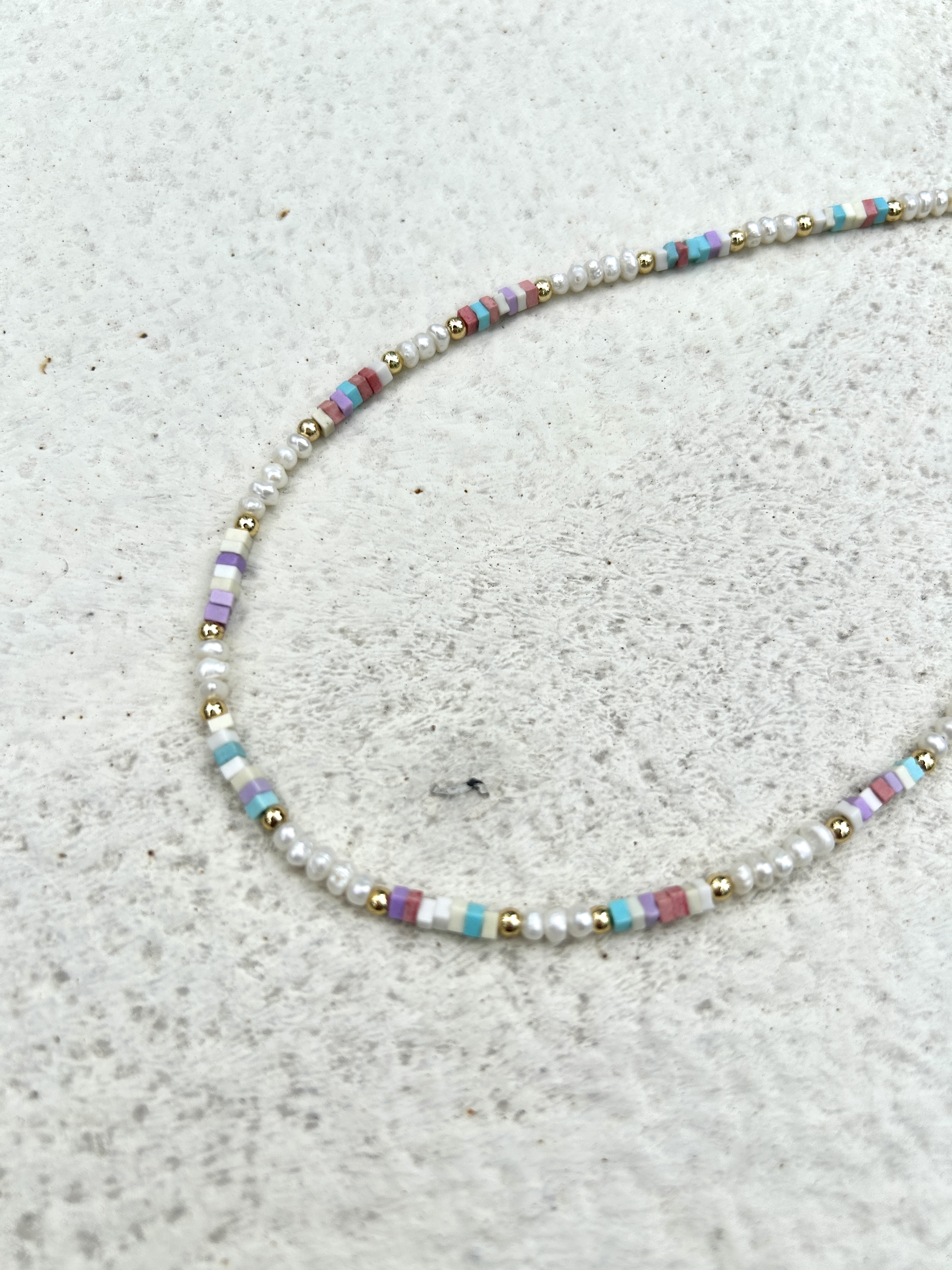 Colourful block stainless necklace
