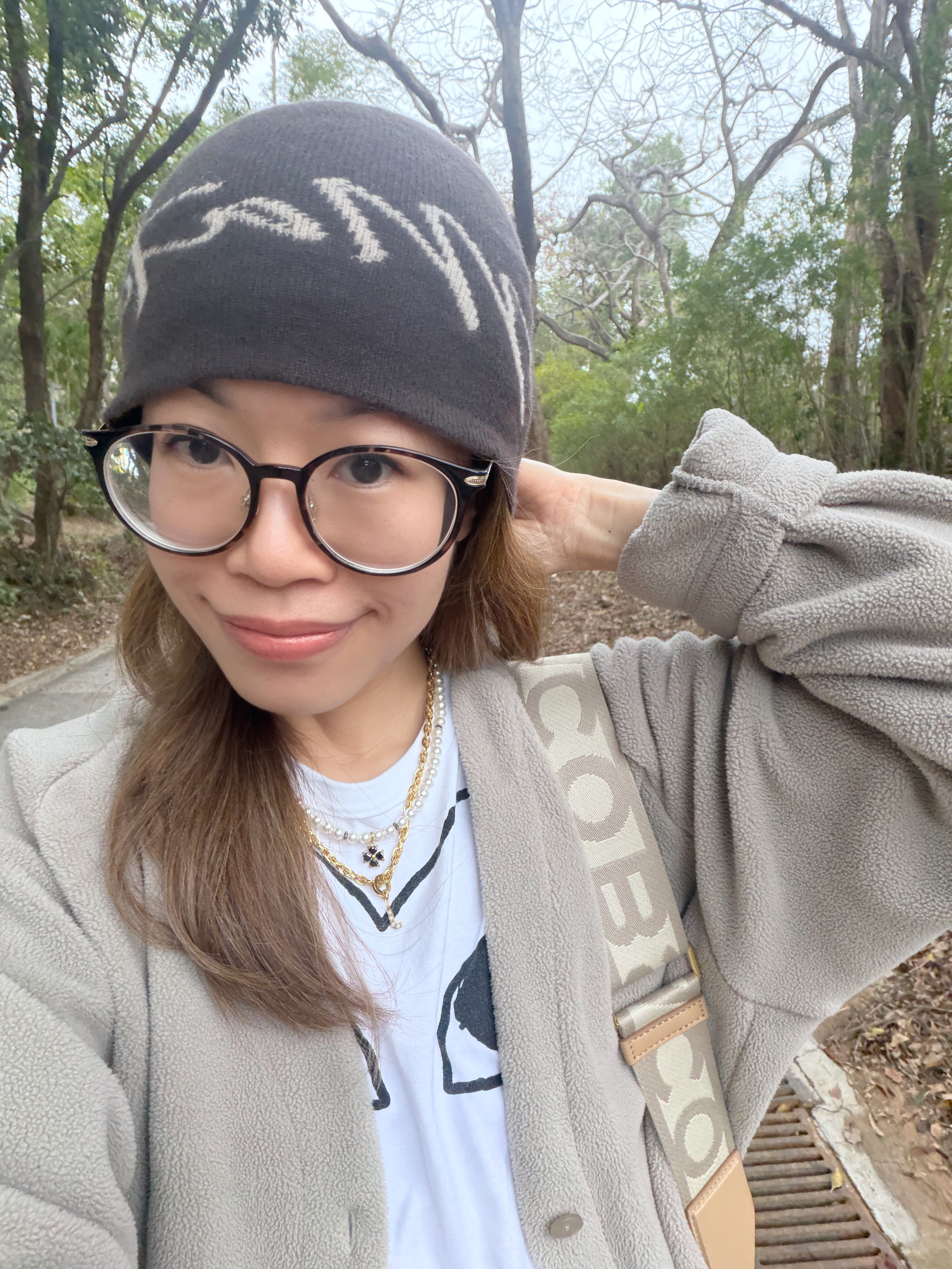 雅黑小花珍珠頸鍊/6mm米白珍珠 