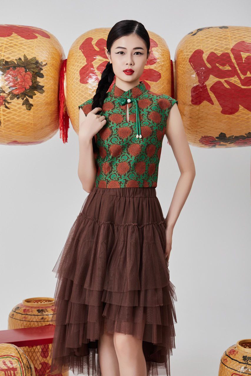 出袖显瘦旗袍上衣 2621