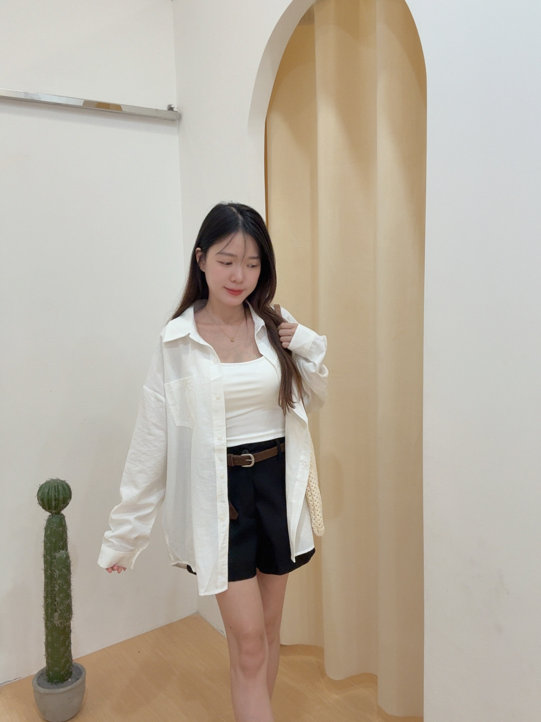 Bling细闪翻领长袖衬衫 R2600