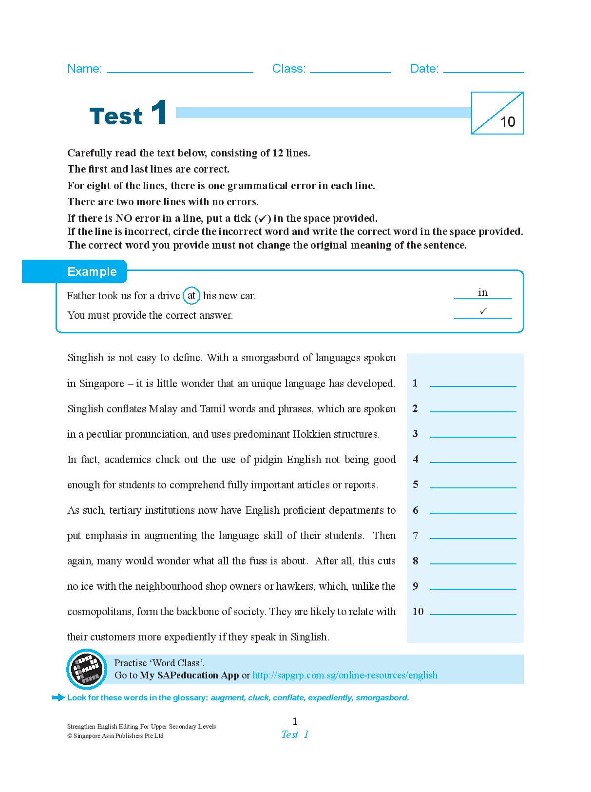 Strengthen English Editing for Upper Secondary Levels