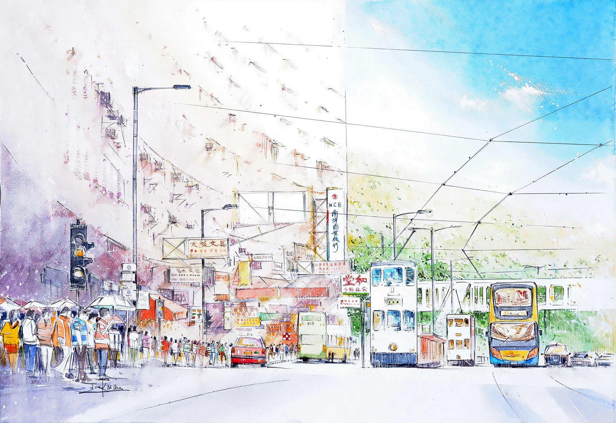 [ORIGINAL ART] MAN SIU FAI - Monster Building: Kinetic Streets, Serene Walls