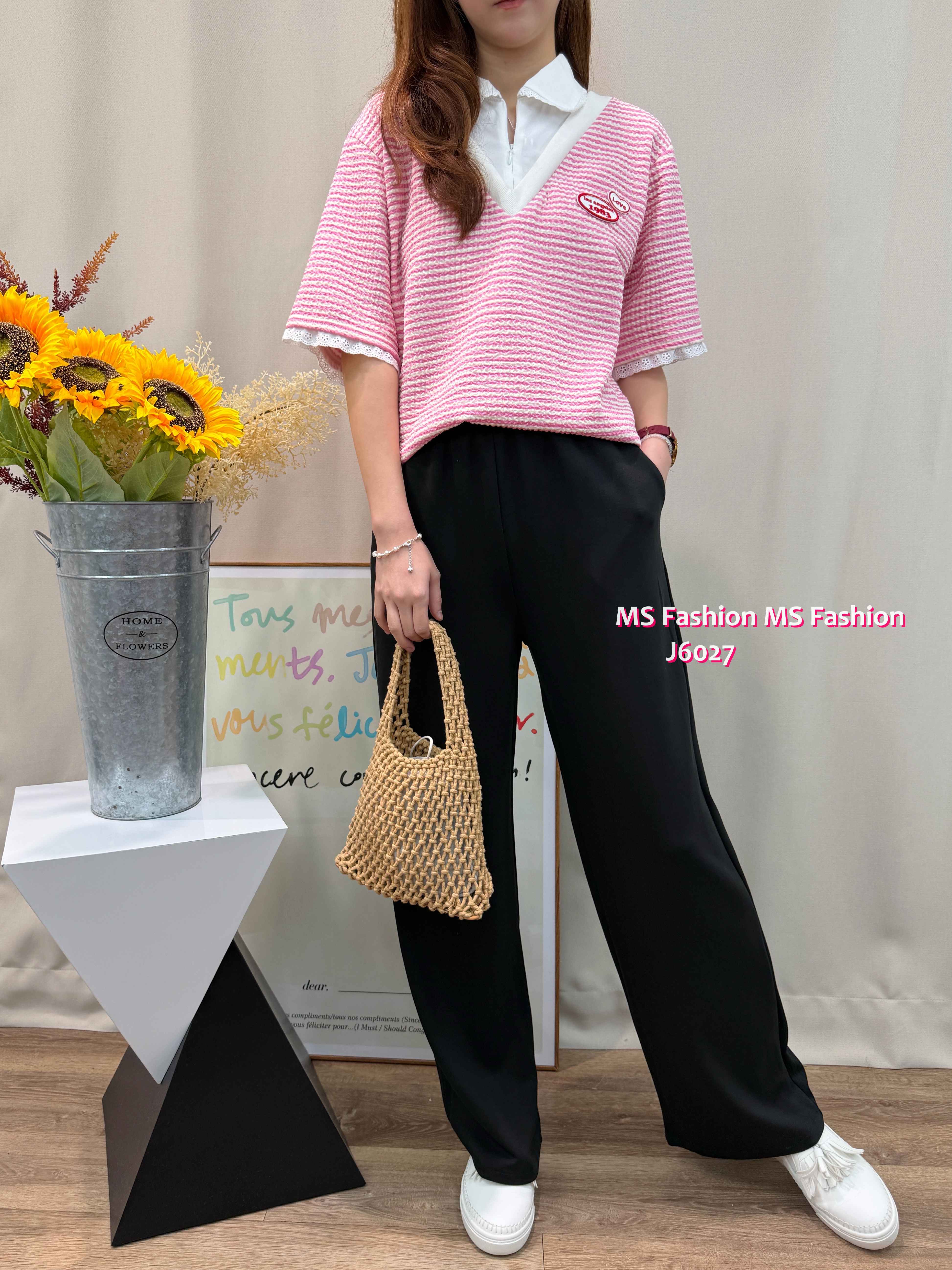 J6027 韓國🇰🇷百搭易襯闊筒褲