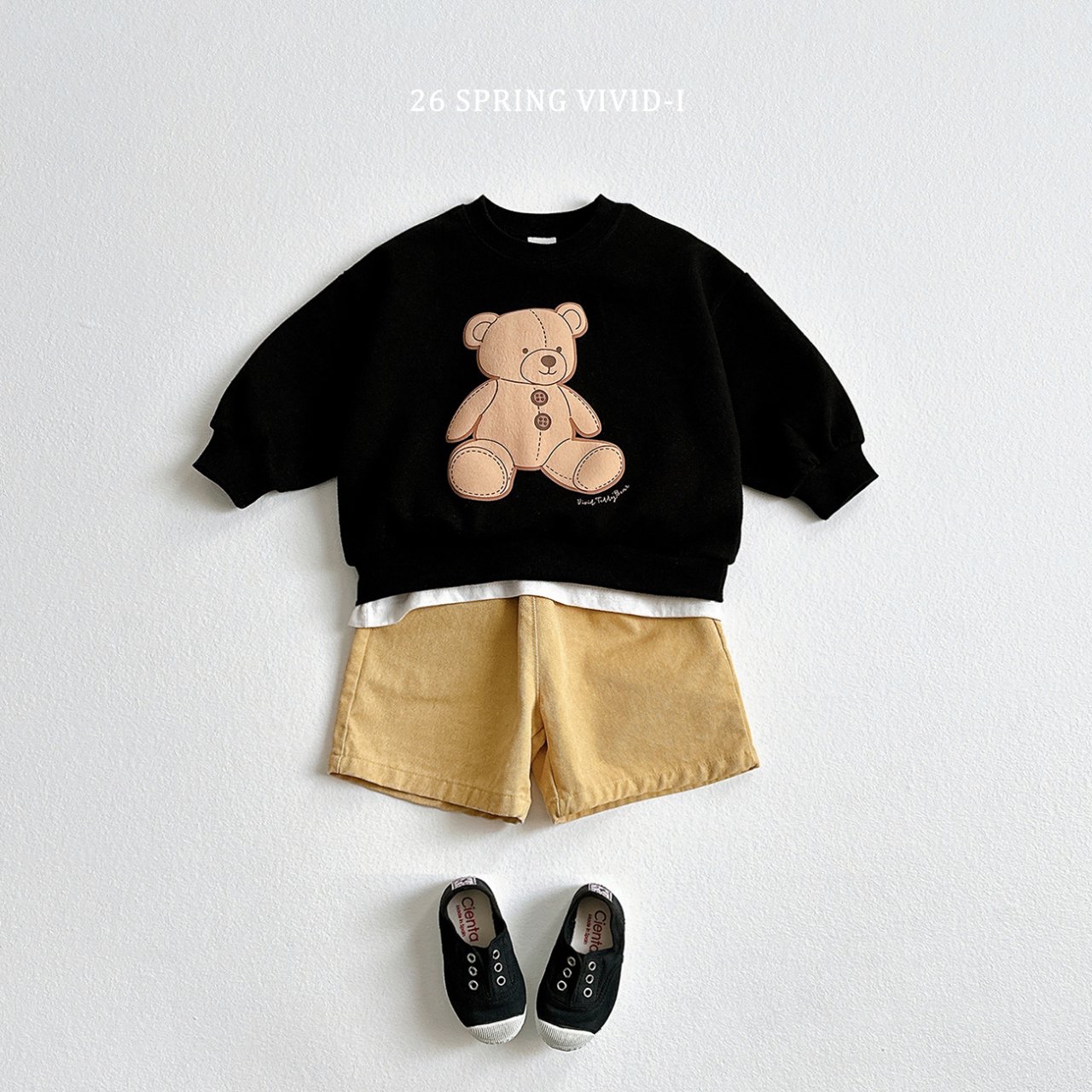 🌸預訂 韓國直送🌸🇰🇷VIVIDI三色泰迪熊印花寬鬆衛衣