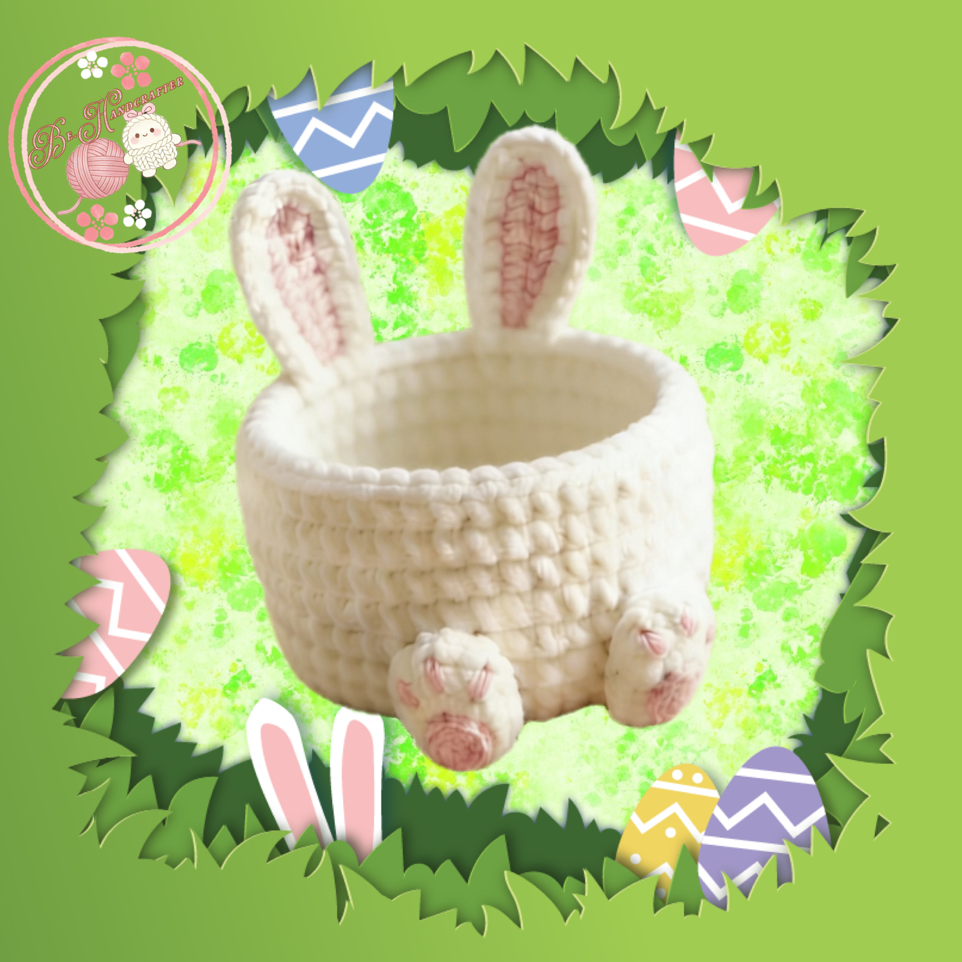 鉤針編織復活節兔籃子