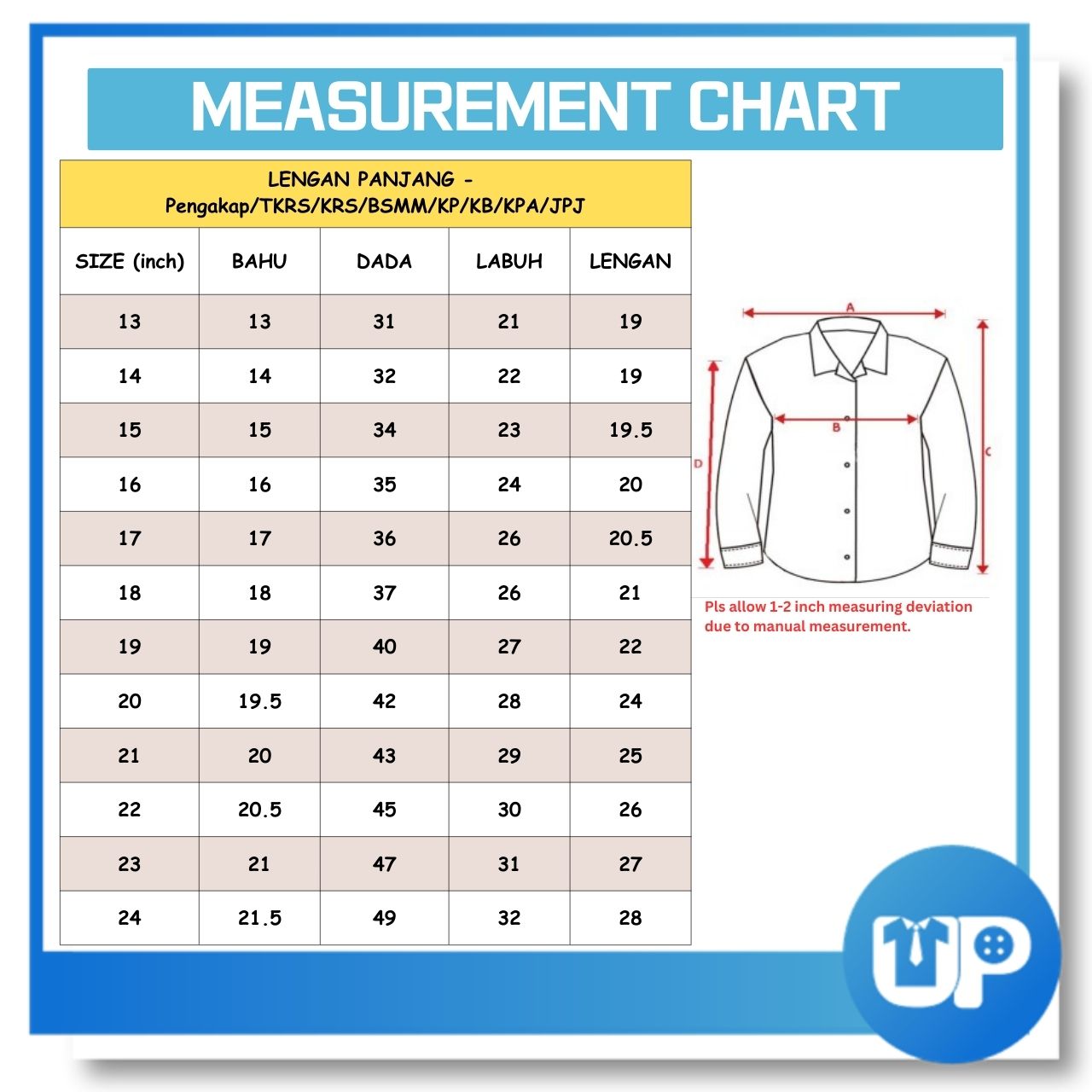 Shirt Kemeja Pengakap Scout Long Sleeves Pengakap Sekolah Rendah dan Menengah