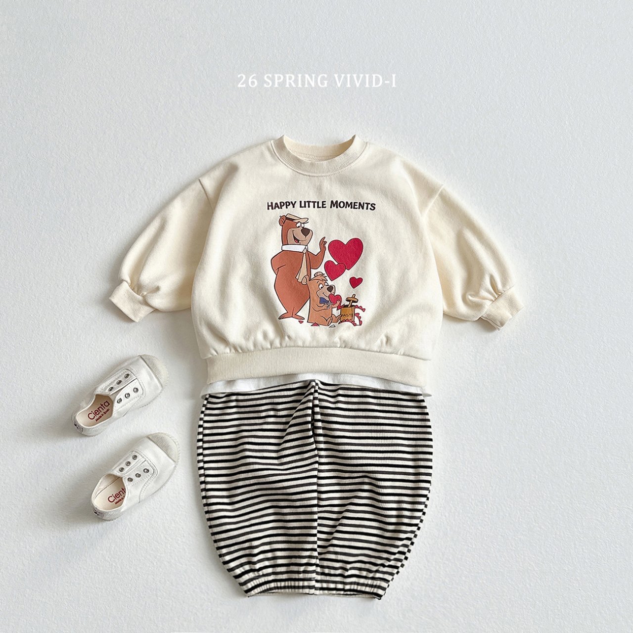 🌸預訂 韓國直送🌸🇰🇷VIVIDI三色愛心小熊印花寬鬆衛衣