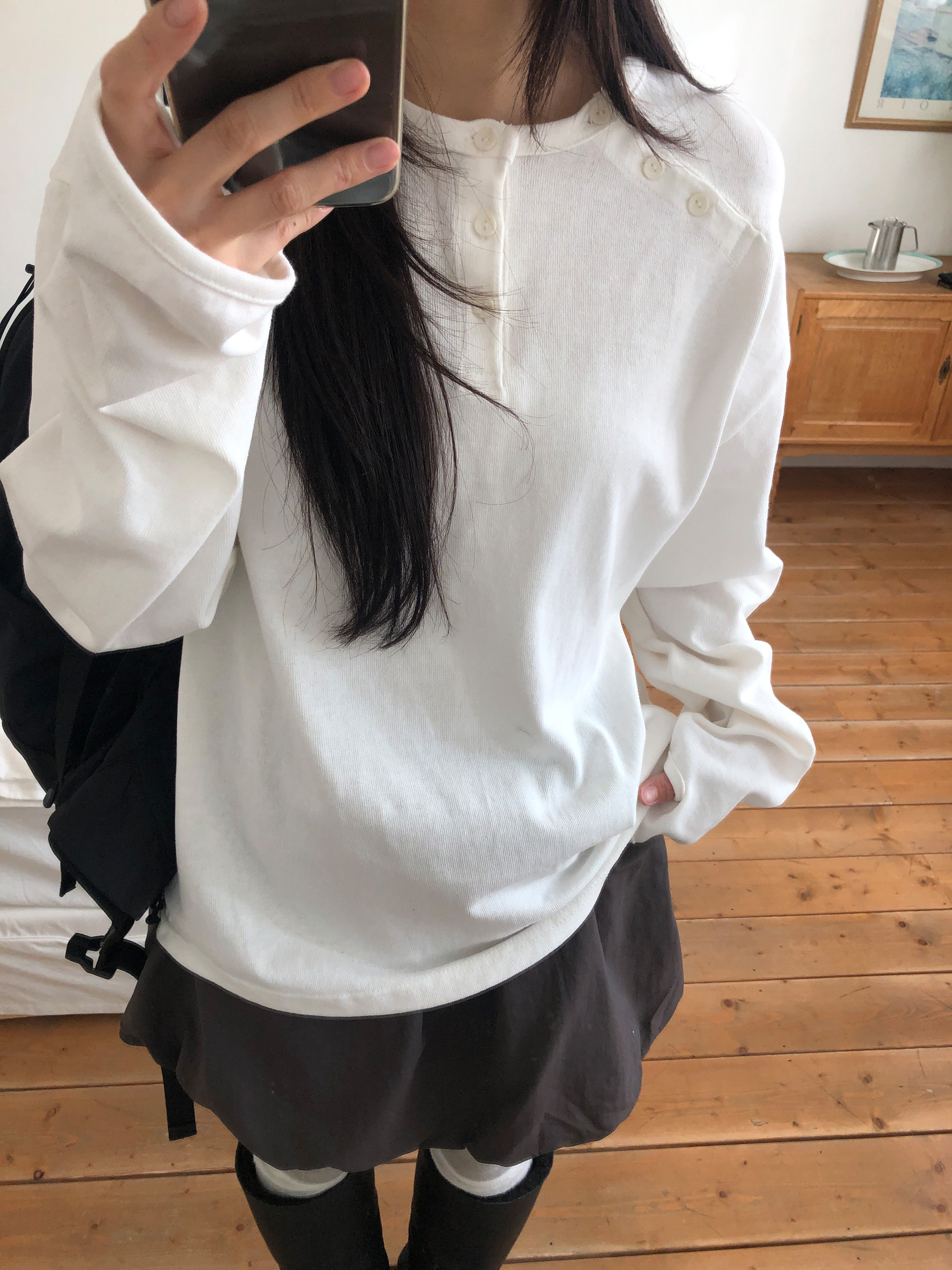 Asymmetric Button Long Sleeve