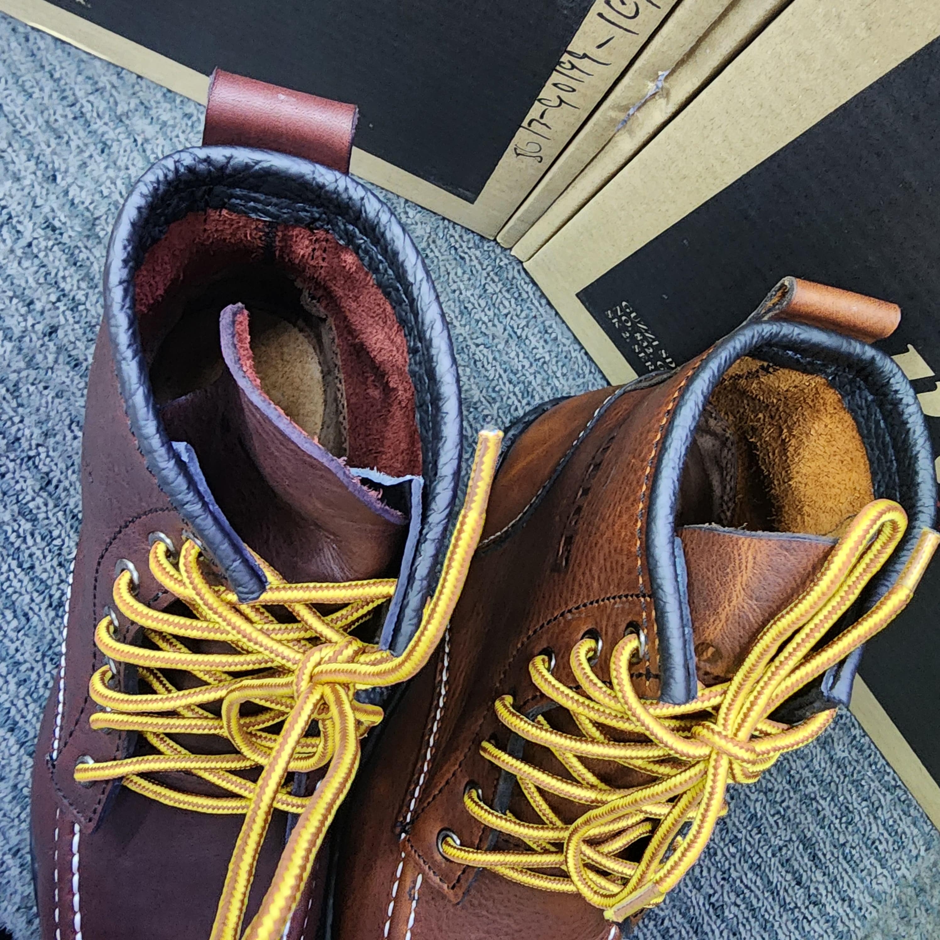 Police Safety Shoes 90199 Midcut Lace Tapak Hitam Kasut Keselamatan Brown Maroon Full Leather