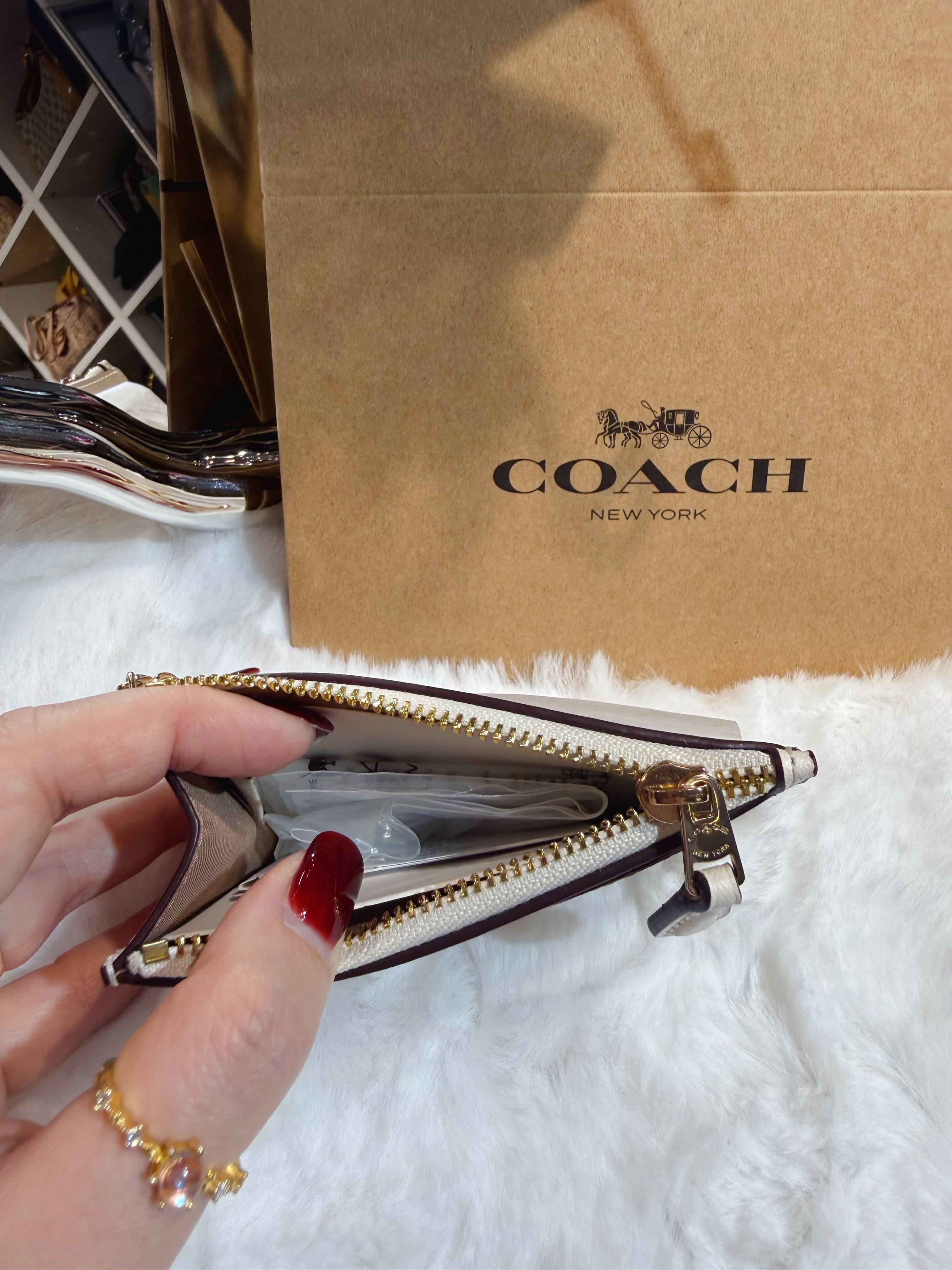 Coach card coin case white/m