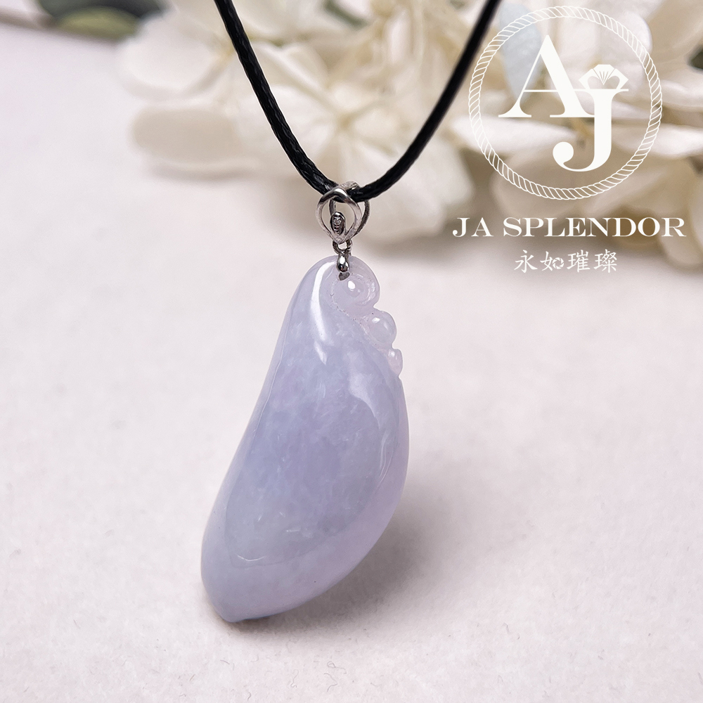 JNK-95 天然翡翠A玉 紫氣東來萬壽股果18K金吊墜