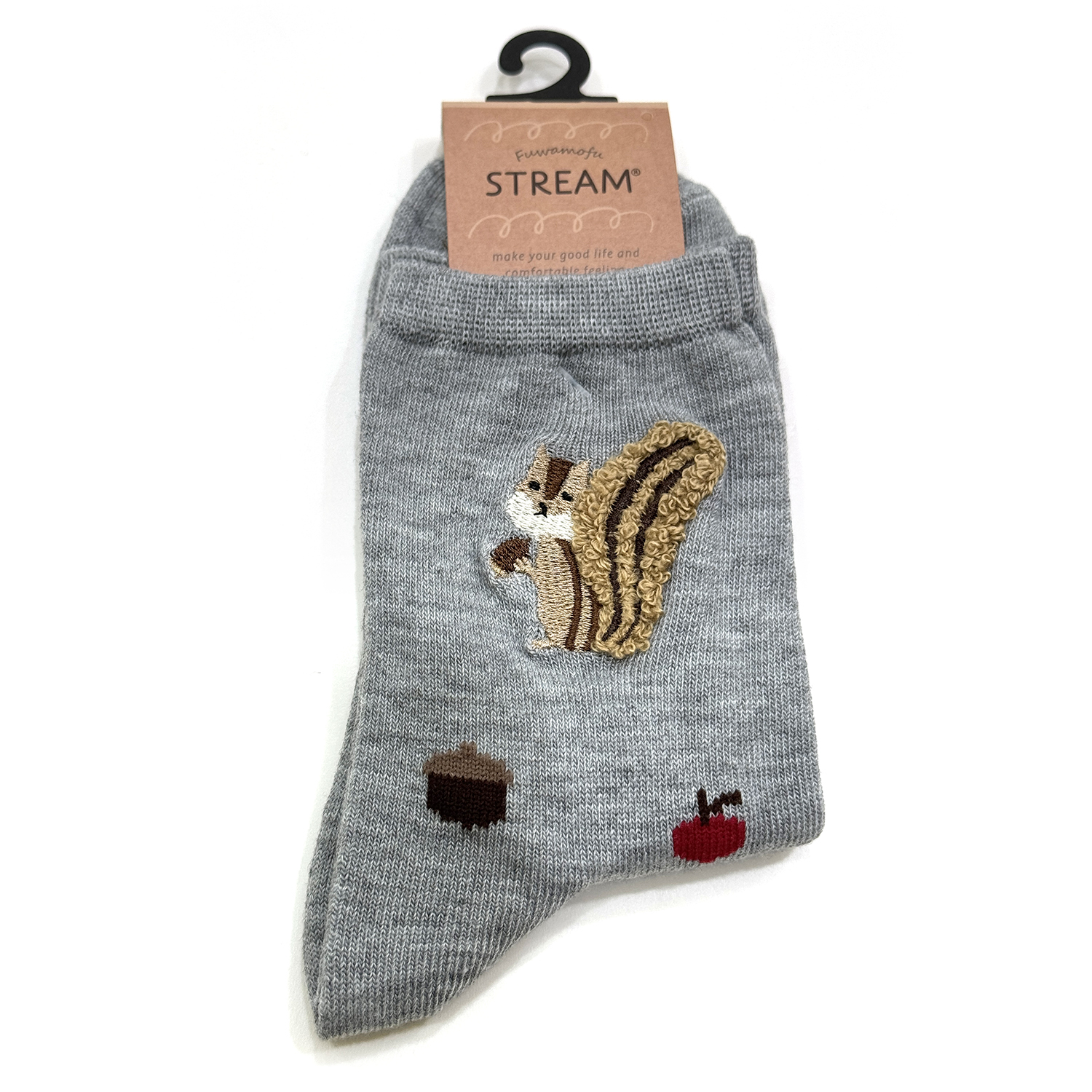 Stream - 襪子 (灰色松鼠雪尼爾刺繡款)