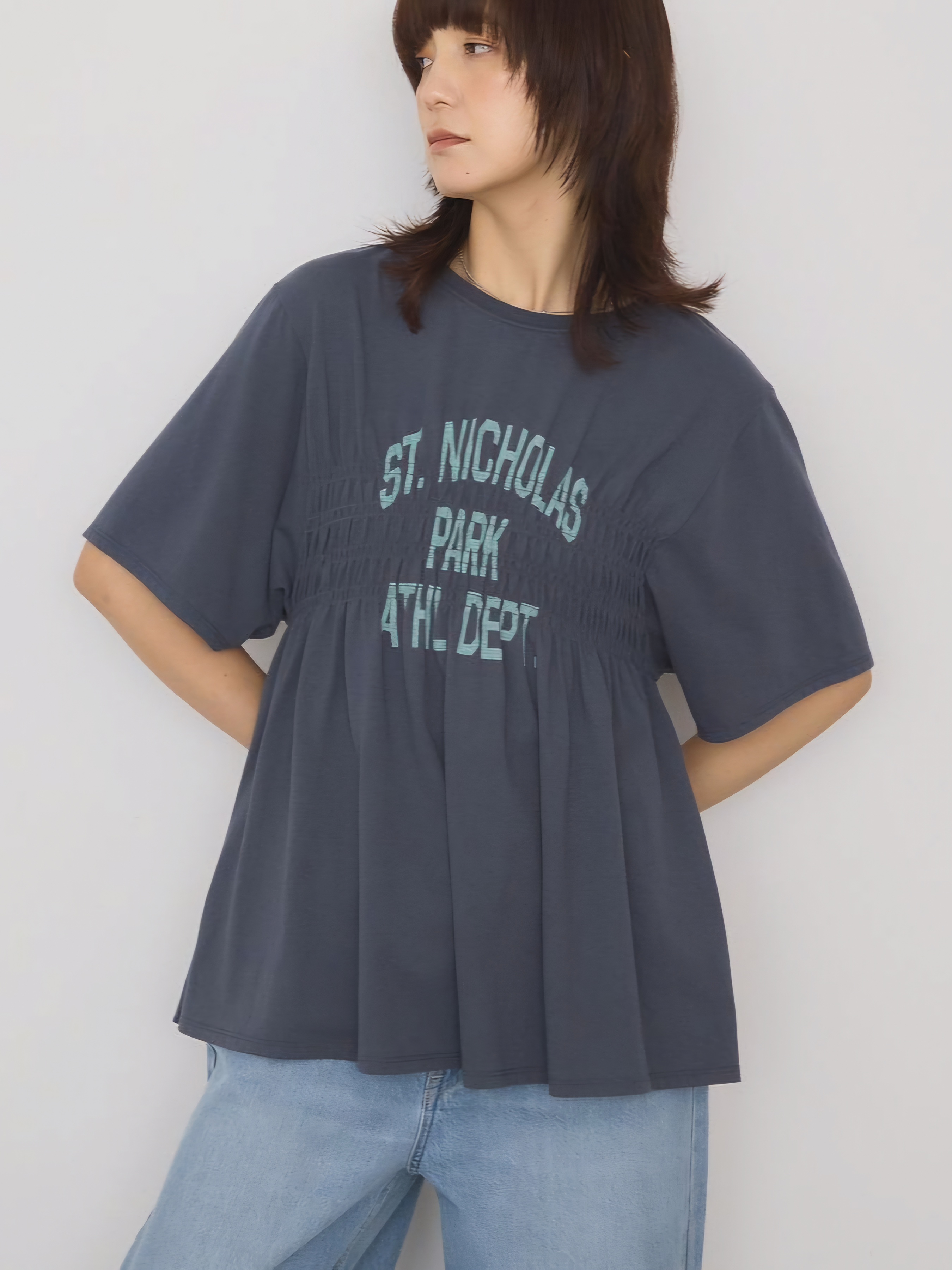 【✨️日本🇯🇵 pre-order 褶皺 logo tee✨️】 【共4色 | Free Size | 淺灰 / 米白 / 淺黃 / 海軍藍】