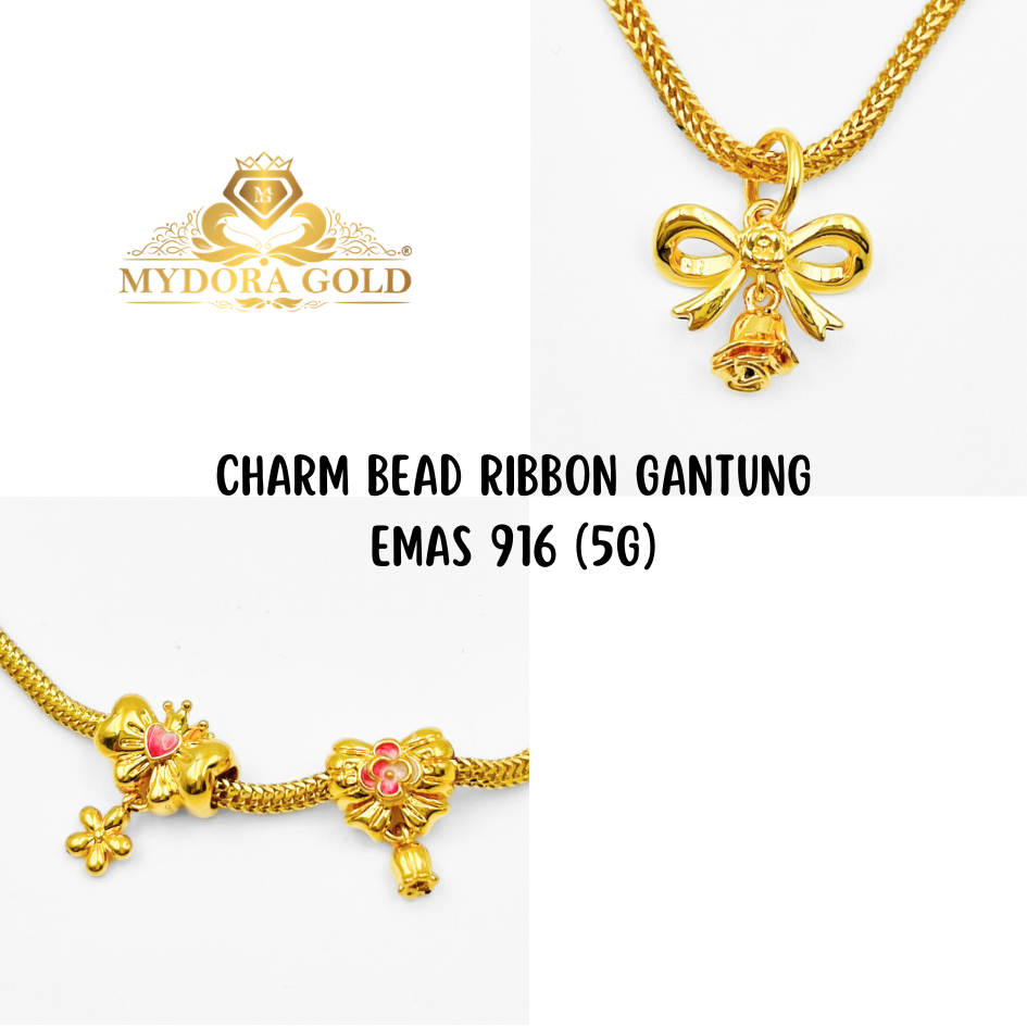 MYDORA Charm Bead Ribbon Gantung (5G) l EMAS 916/22K