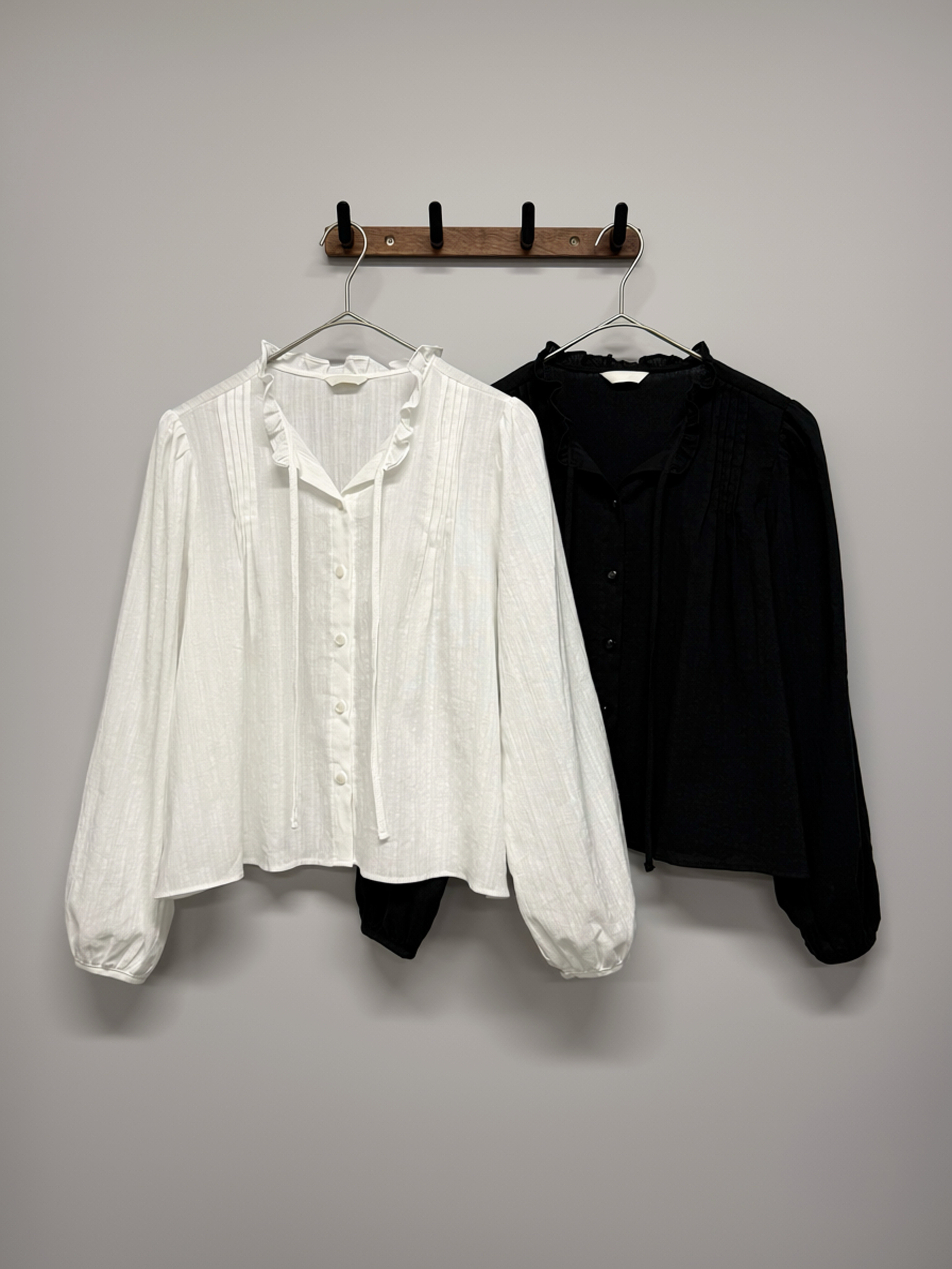 Ruffled Collar Pintuck Blouse #top156