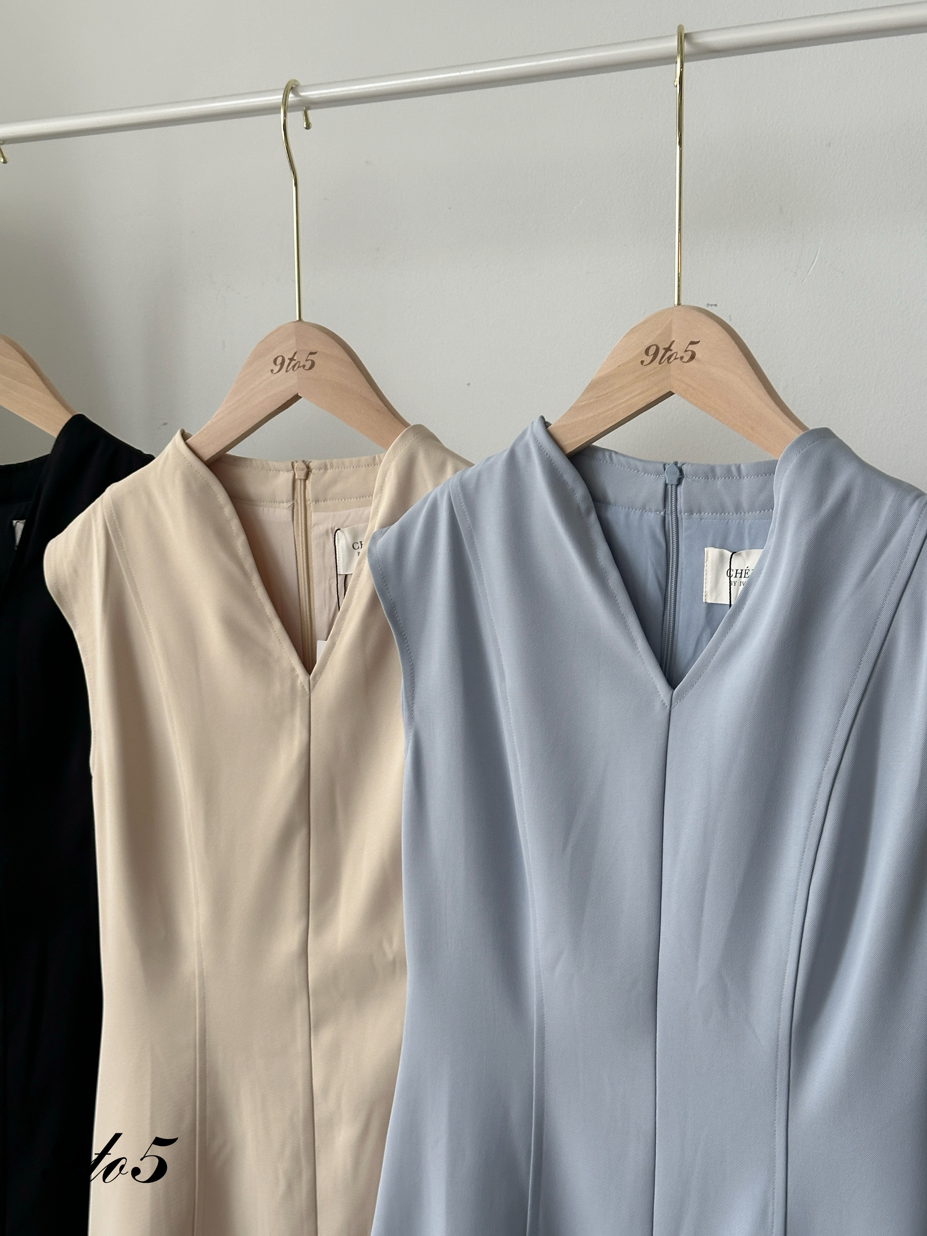 D2354 Cape Sleeve V Neck Dress - 3 Colors 