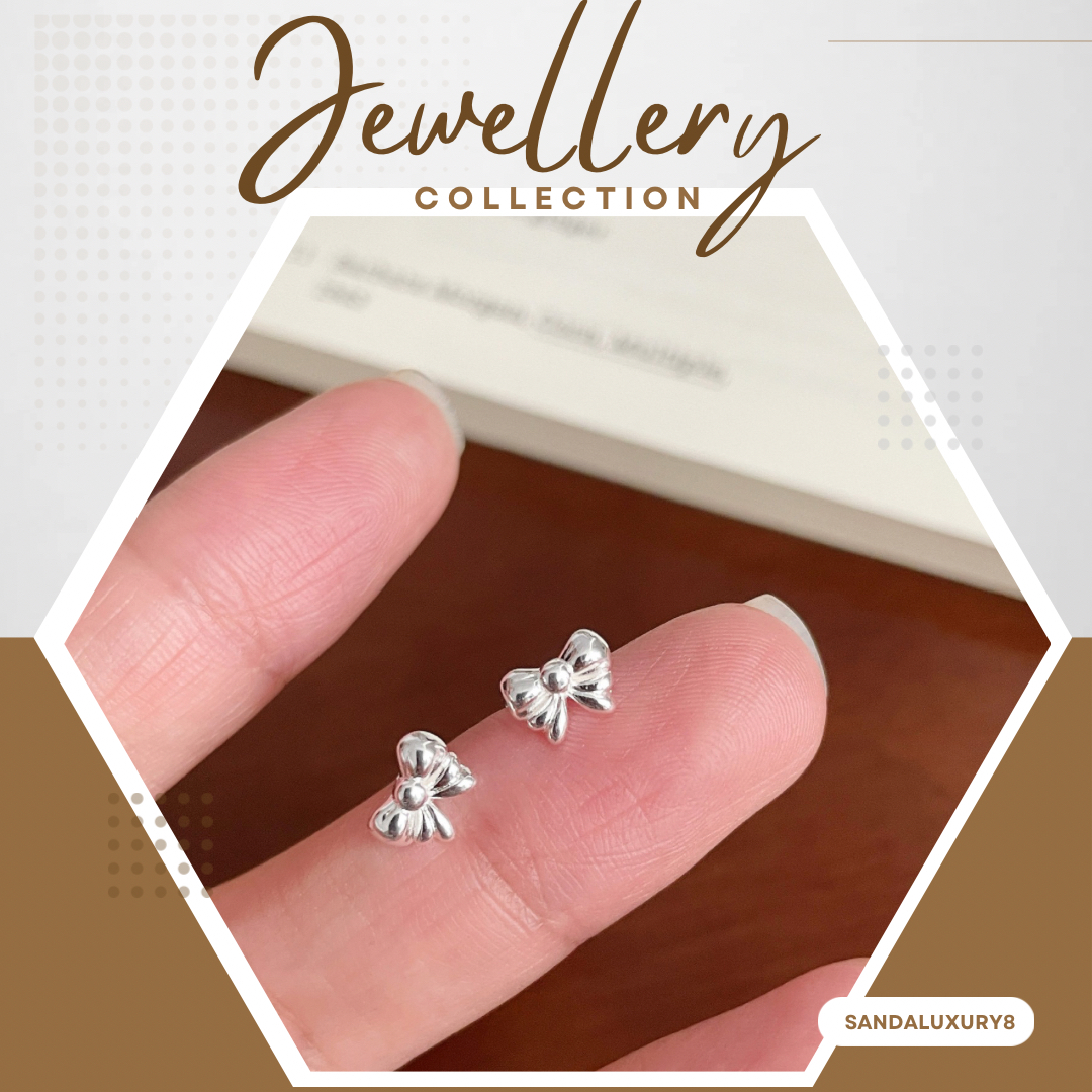 Cute Bow Design Silver Earrings