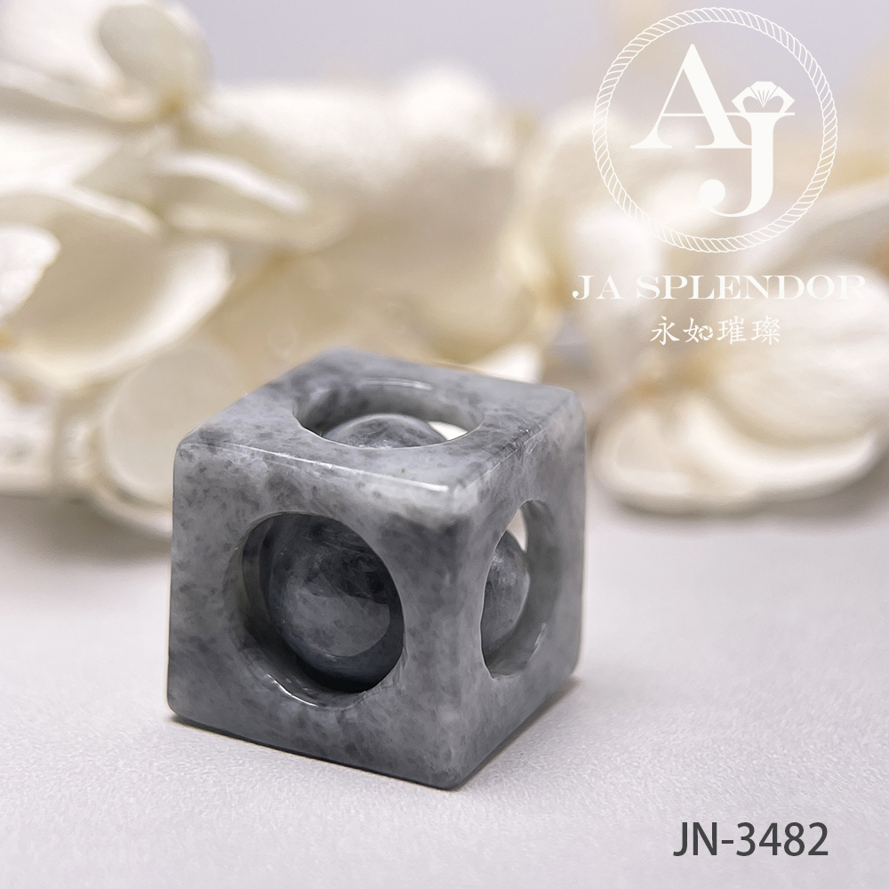 JN-3475/81/82/84 天然翡翠A玉 烏鷄招財進寶骰子吊墜
