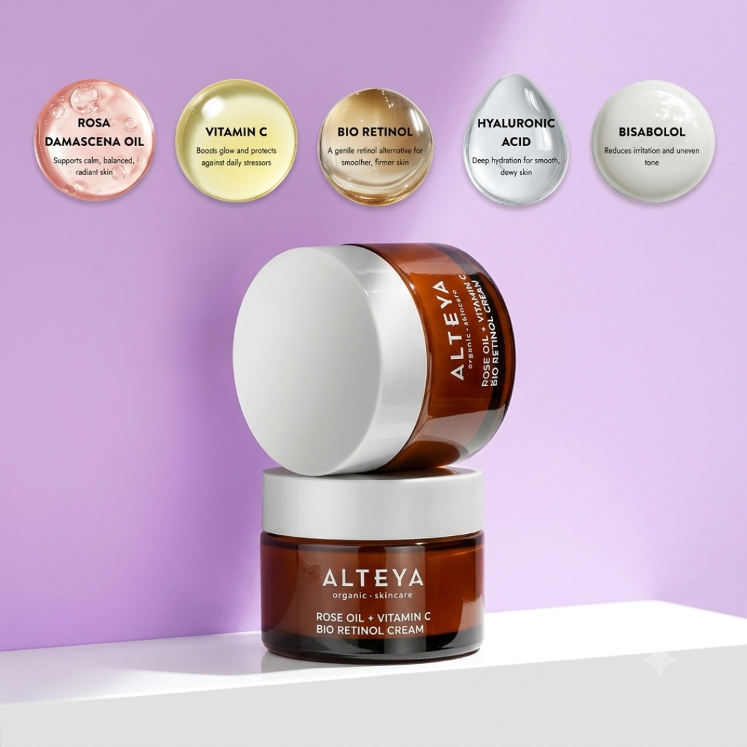 ALTEYA Organic Rose Oil + Vitamin C Bio Retinol Cream 有機玫瑰彩虹藻抗老去黃面霜 50ml