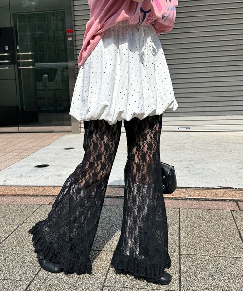 Lace喇叭層疊荷葉邊褲【JP011】
