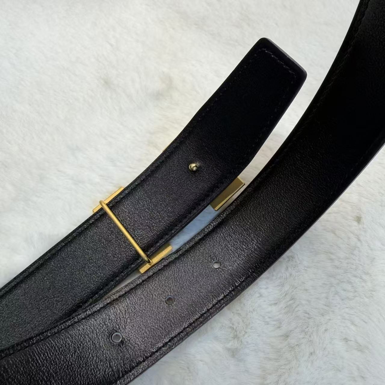 Hermes牛皮皮帶棕色金扣